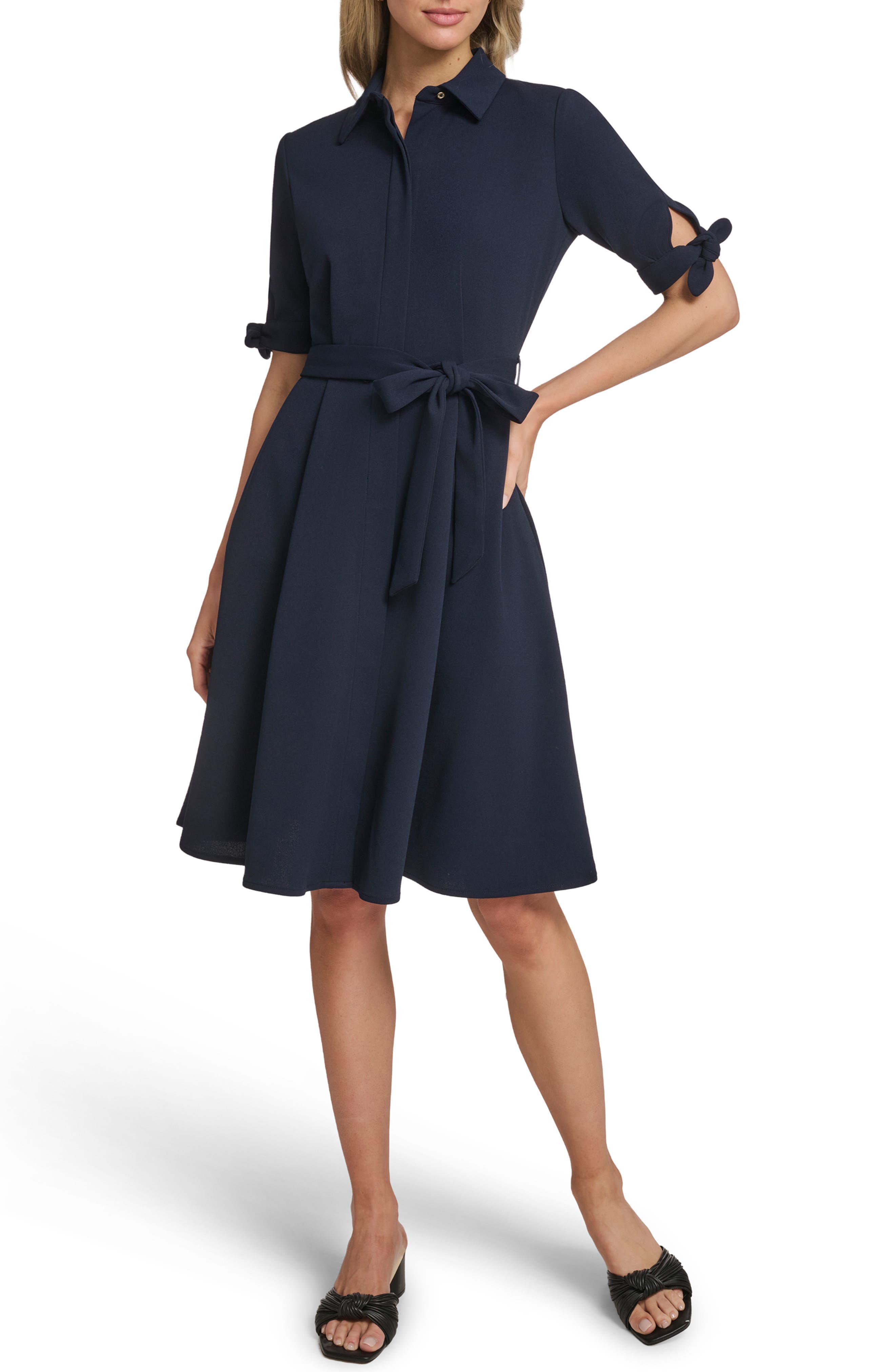 Tie Sleeve Crepe Shirtdress - image 5