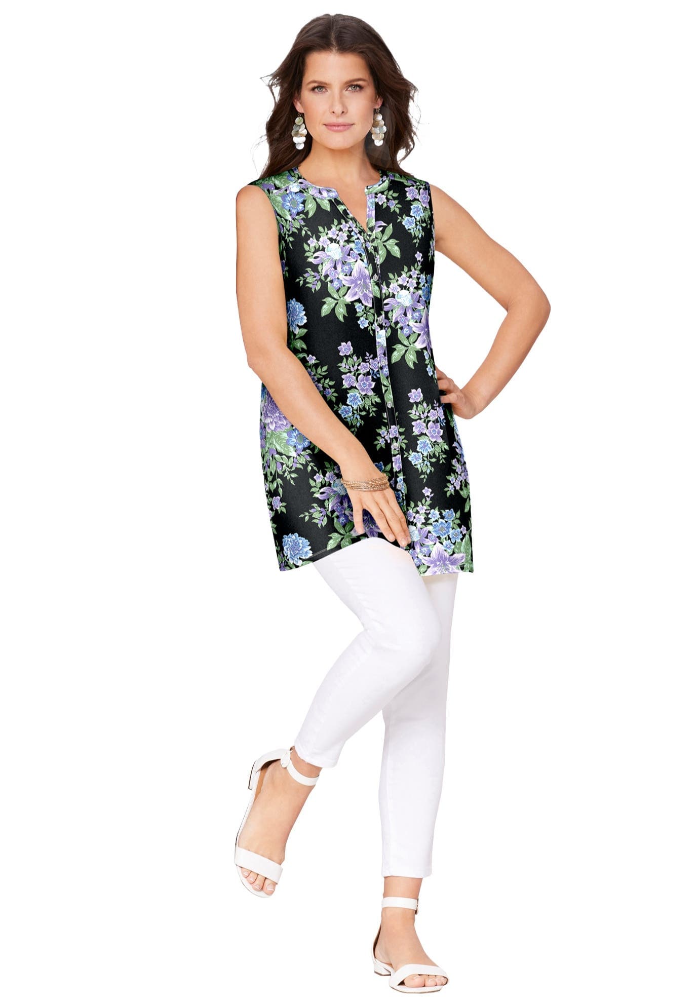 Sleeveless Floral Big Shirt - image 1
