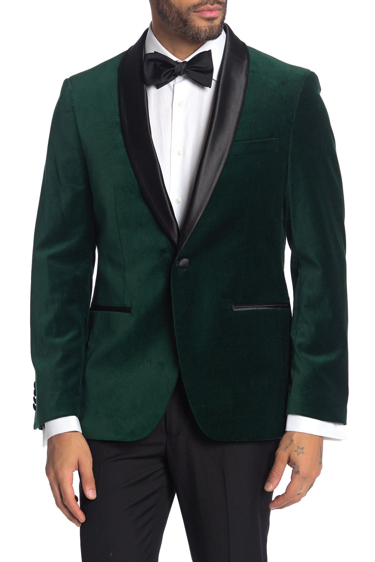 Emerald Shawl Collar One Button Velvet Suit Separate Sport Coat - image 1