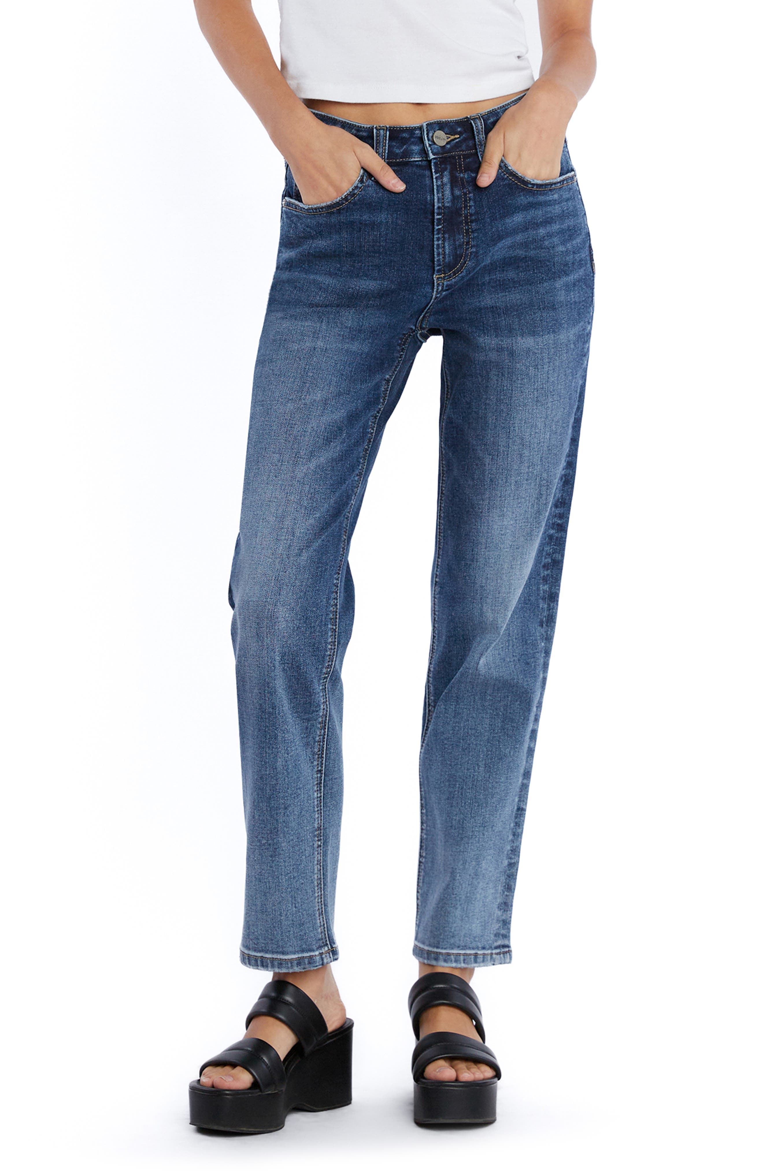 High Waist Ankle Straight Leg Jeans - image 1