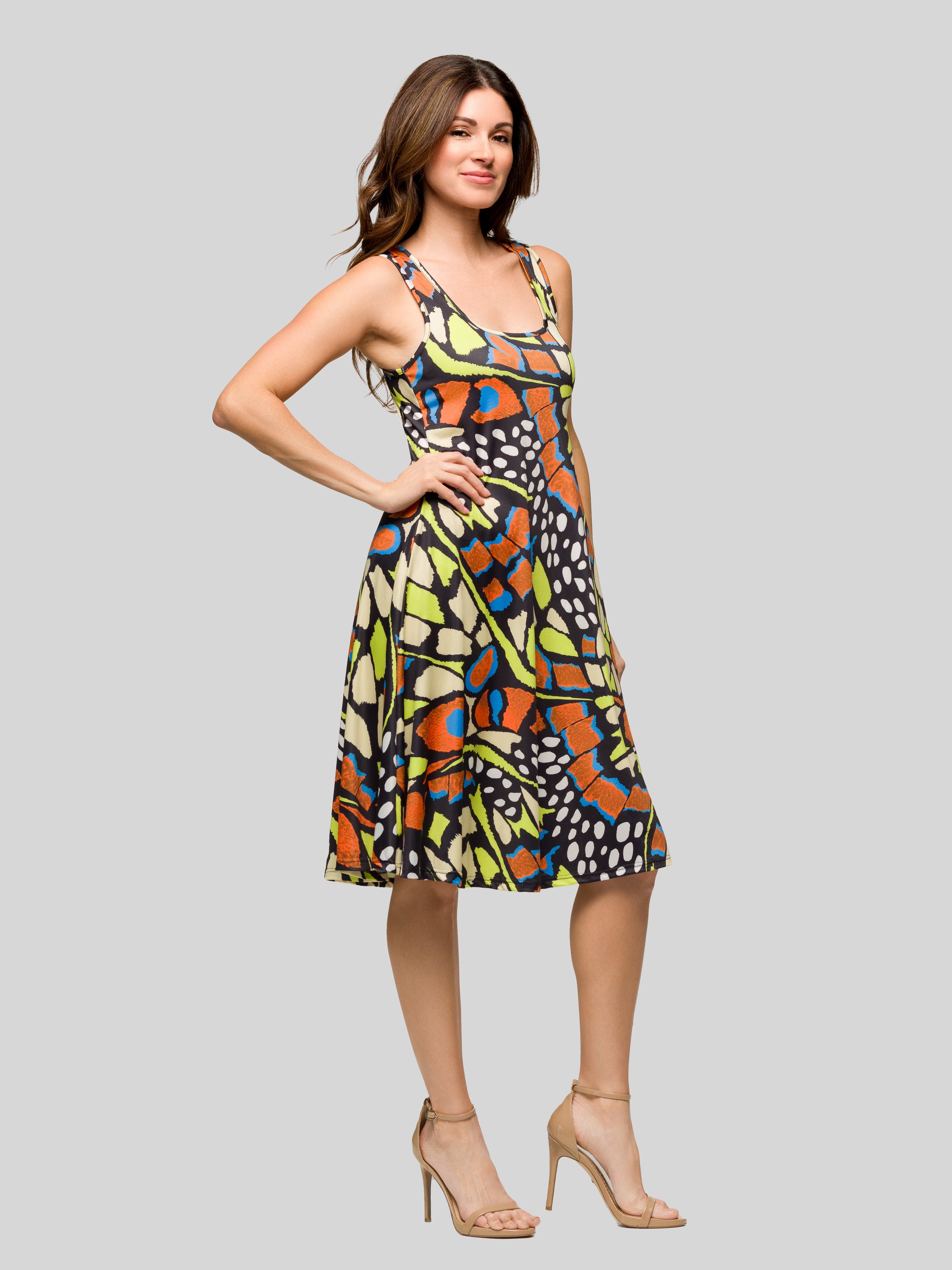 Butterfly Print Sleeveless Knee Length Tank Swing Dress - image 2