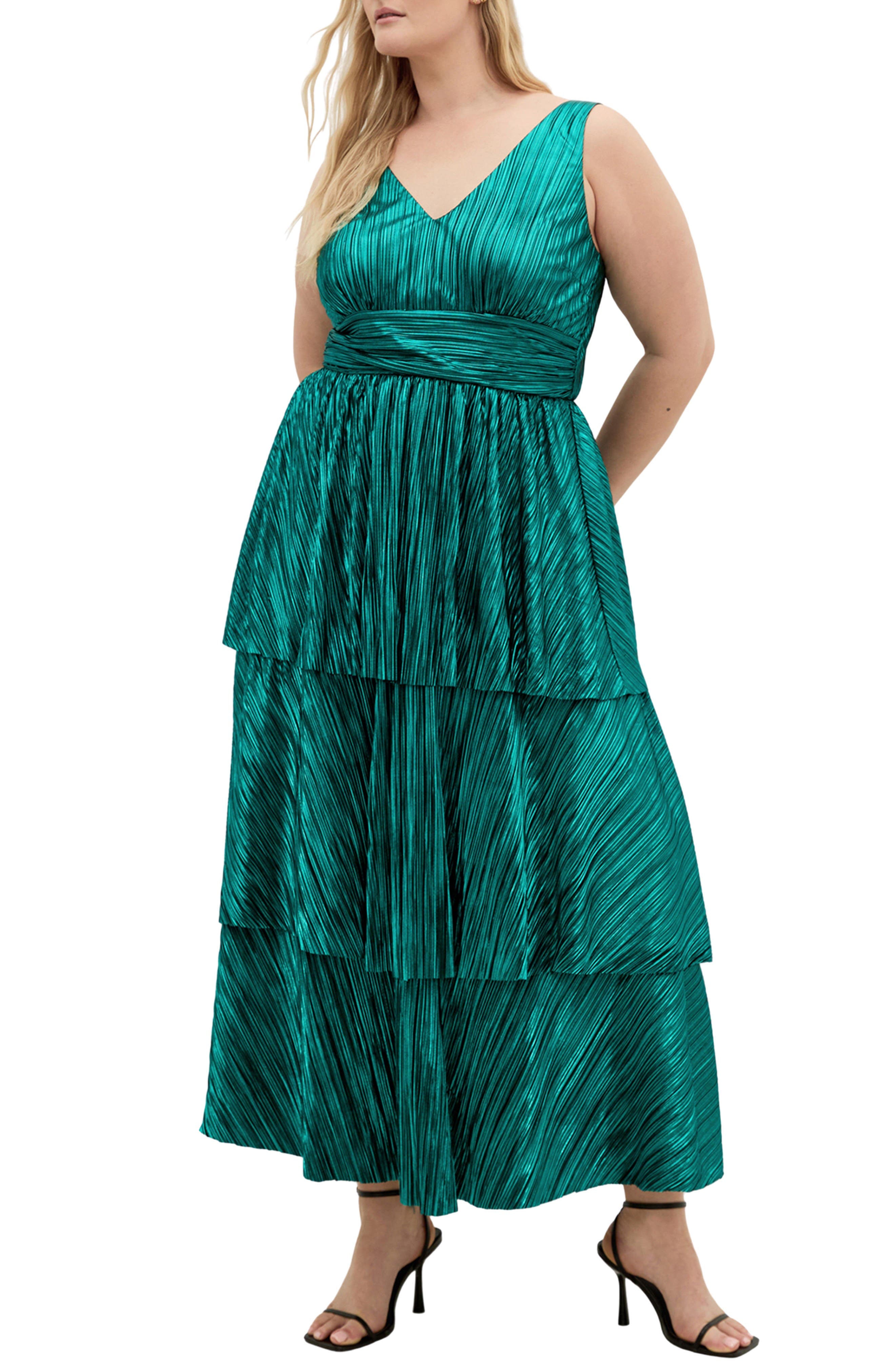 Metallic Tiered Maxi Dress - image 1