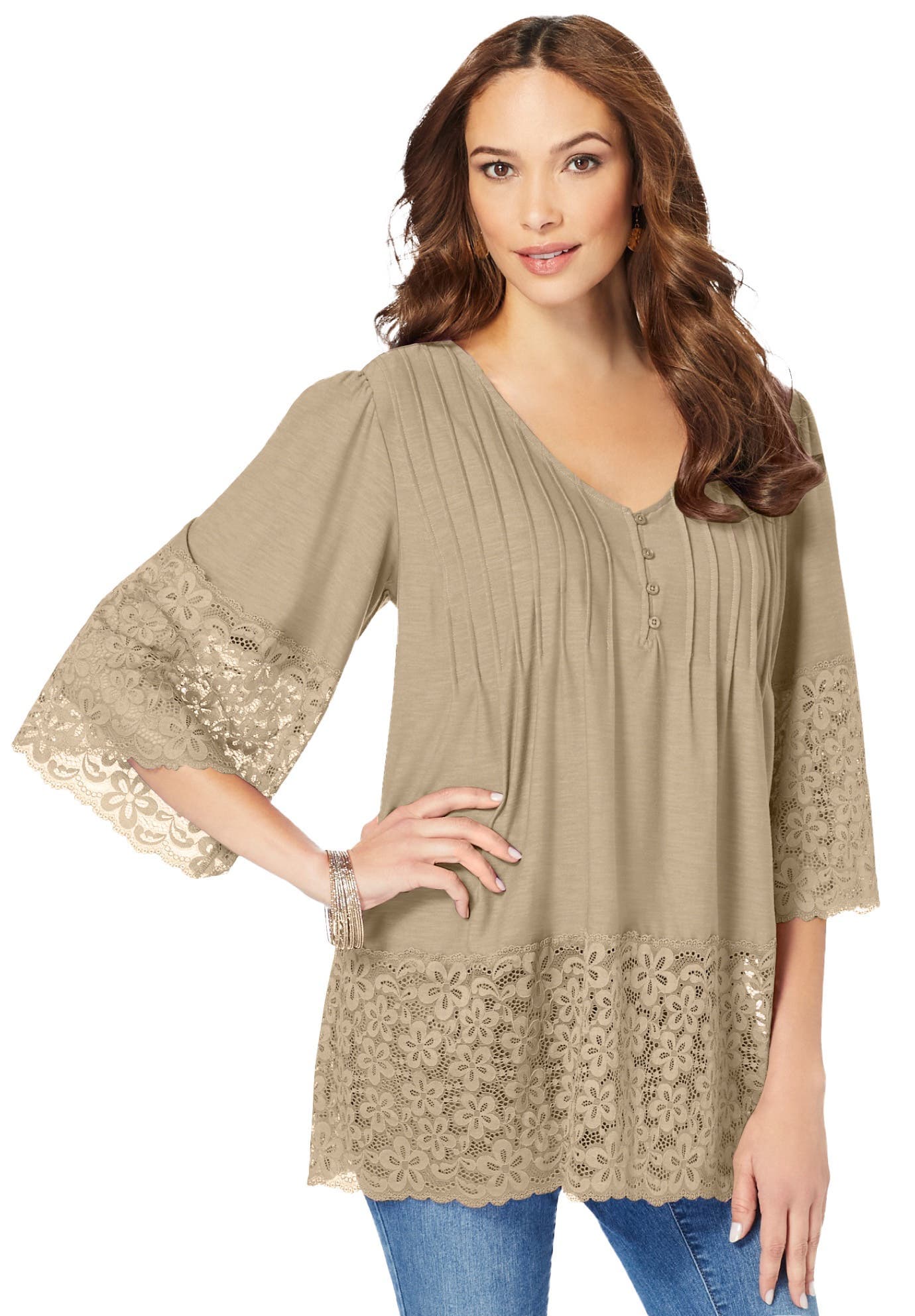 Lace-Hem Pintuck Tunic - image 1