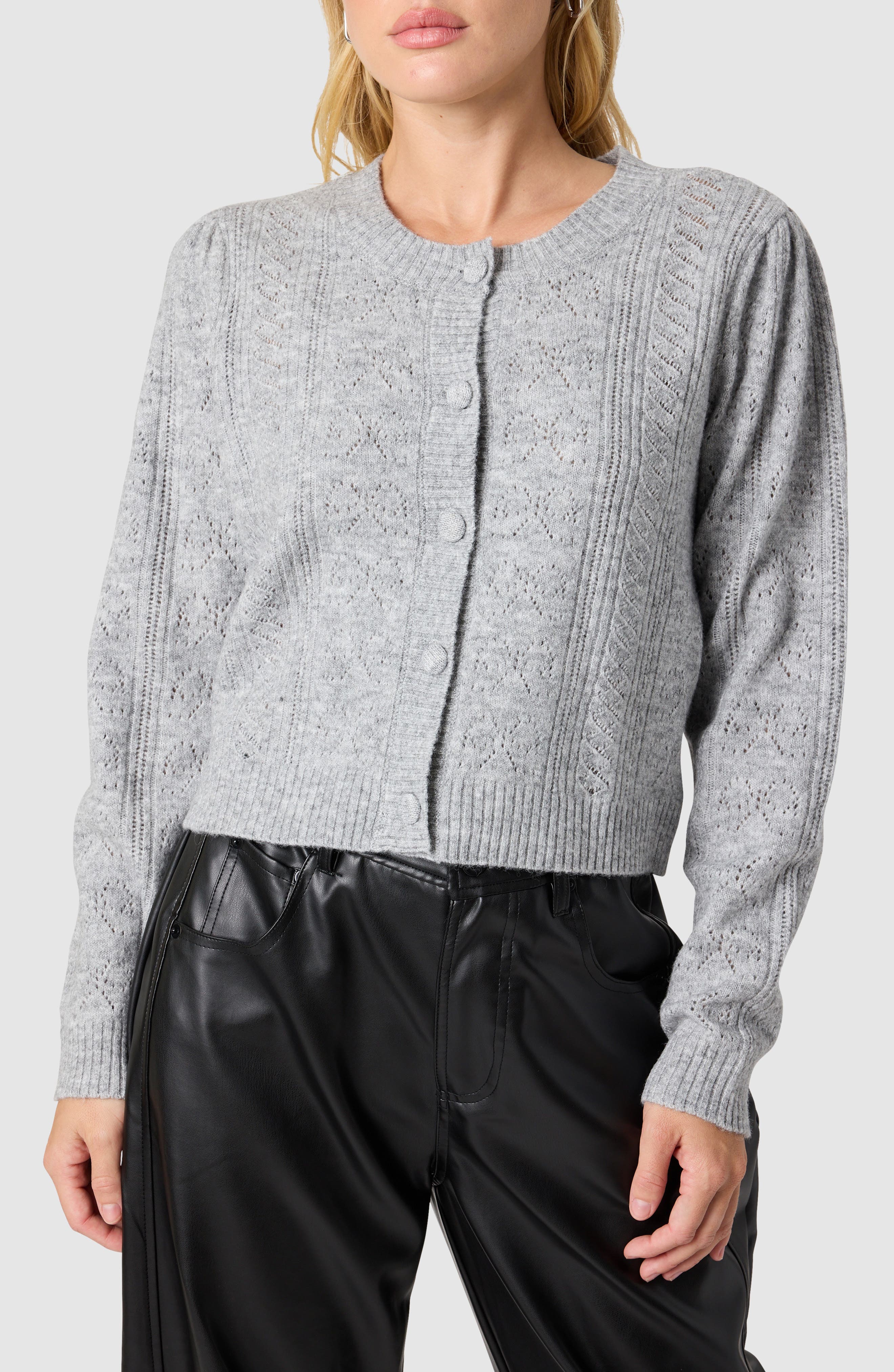 Bow Pointelle Stitch Cardigan - image 1