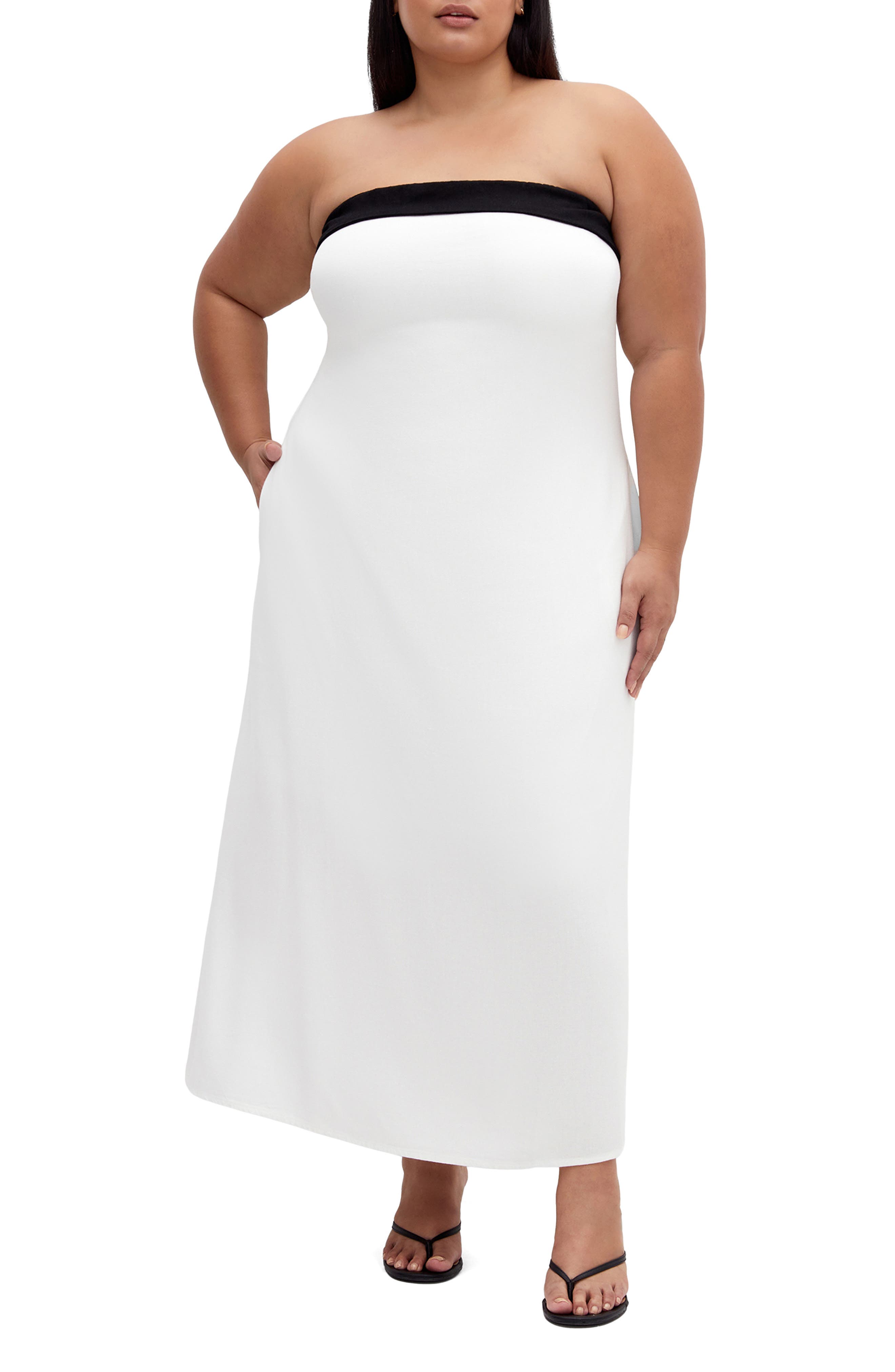 Lina Contrast Detail Strapless Dress - image 1