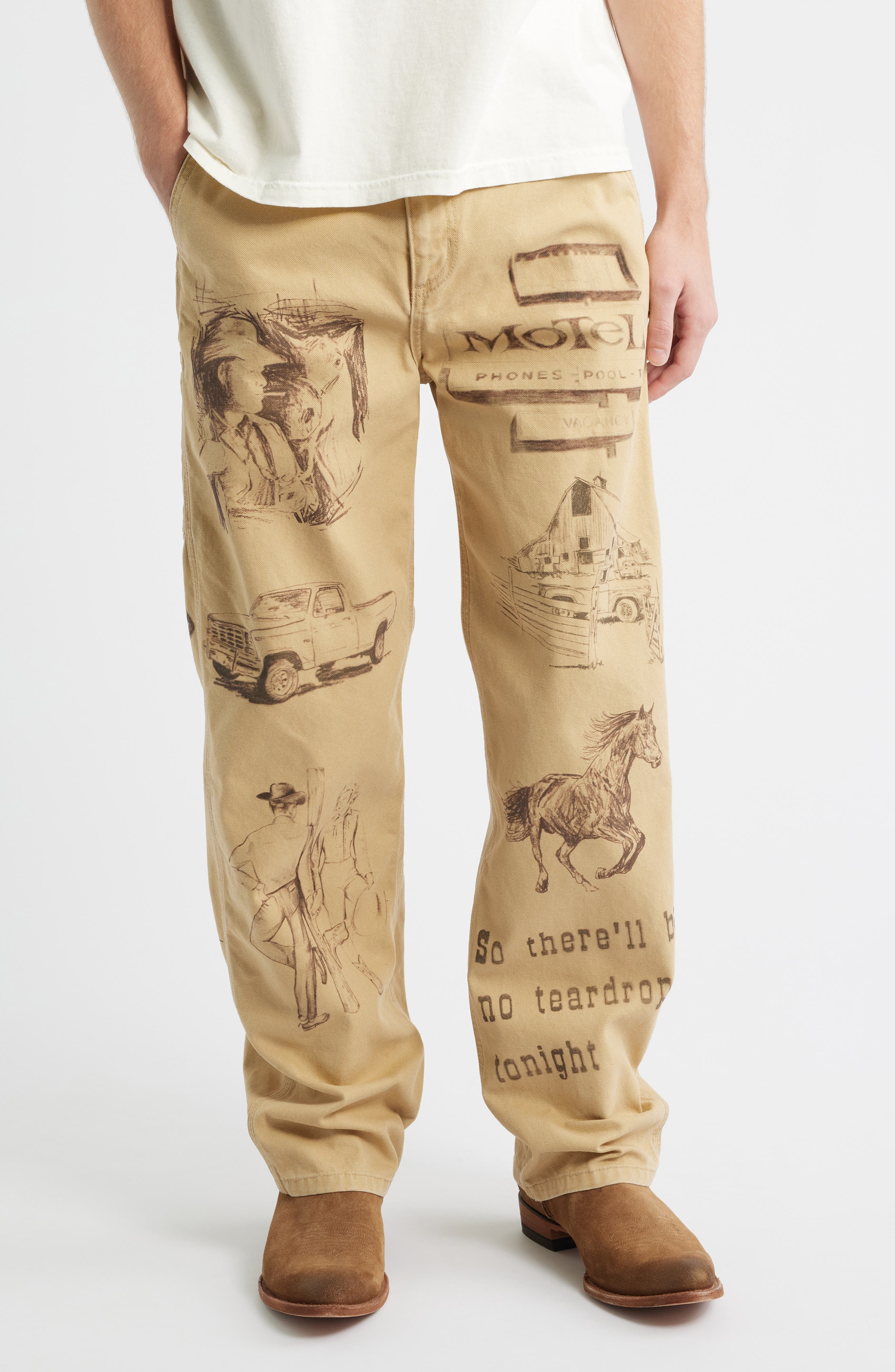 Cotton Graphic Painter Pants - image 1