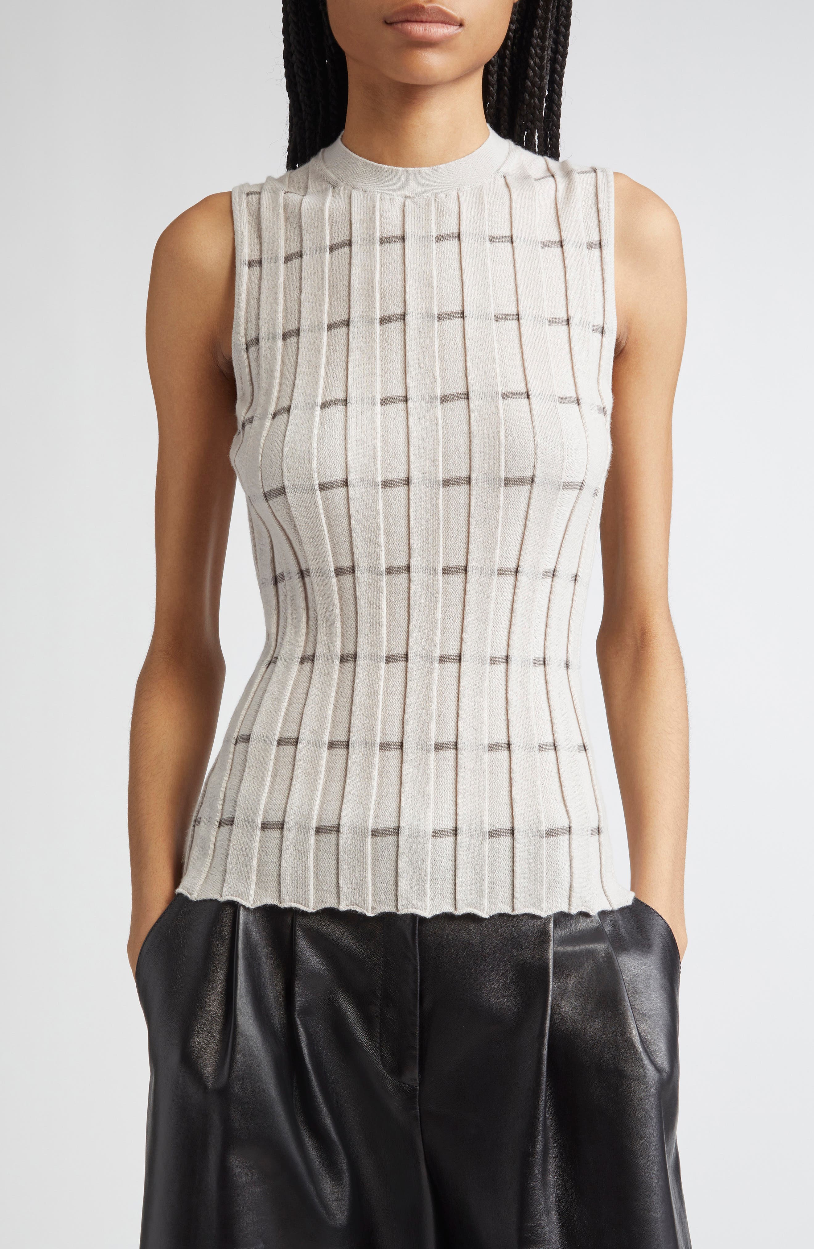 Plaited Stripe Cashmere Rib Shell - image 1