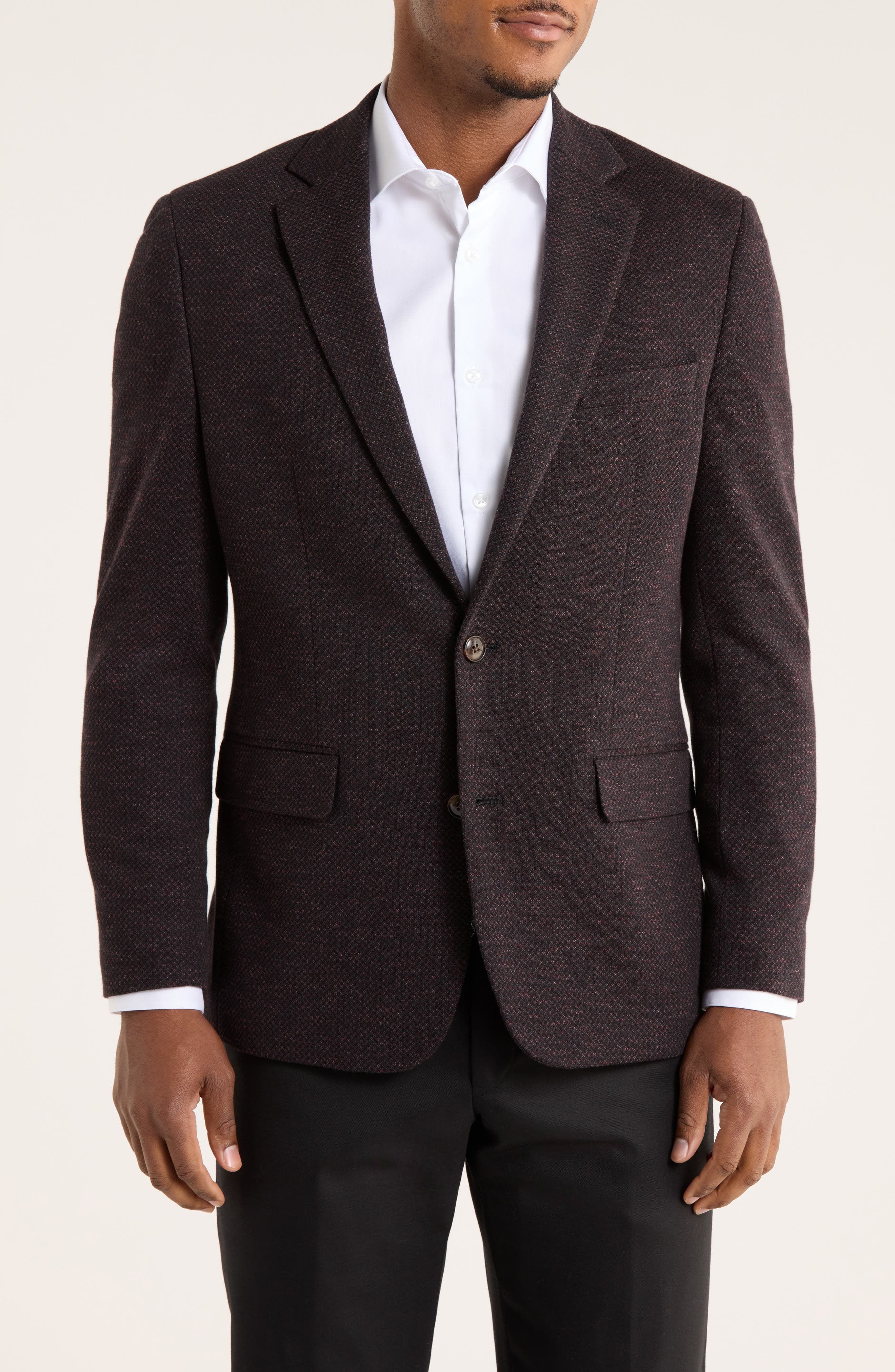 Bird's Eye Notch Lapel Cotton Blend Sport Coat - image 1