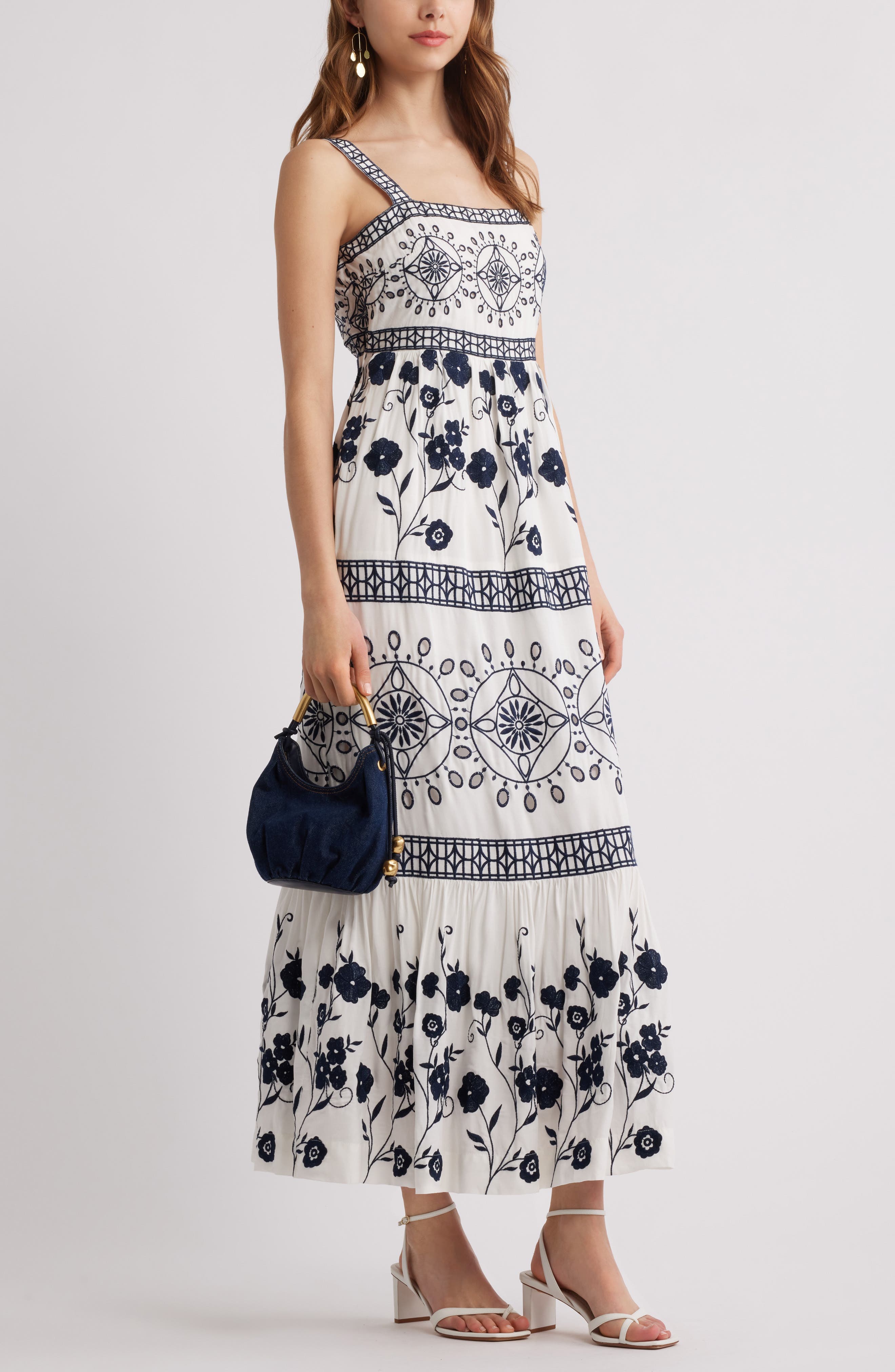 Embroidered Eyelet Sleeveless Maxi Dress - image 2