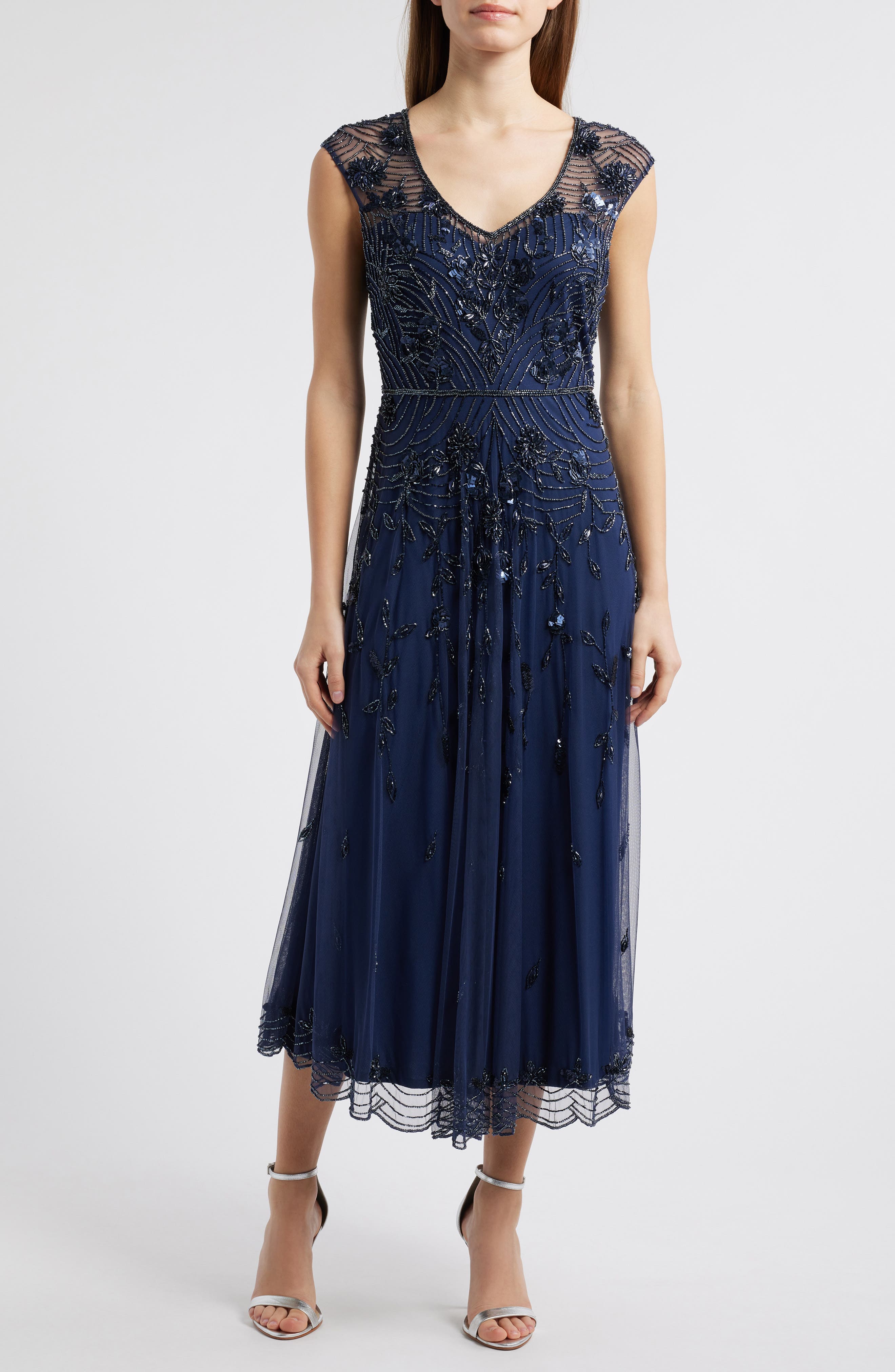 Beaded Sleeveless Chiffon Evening Dress - image 1