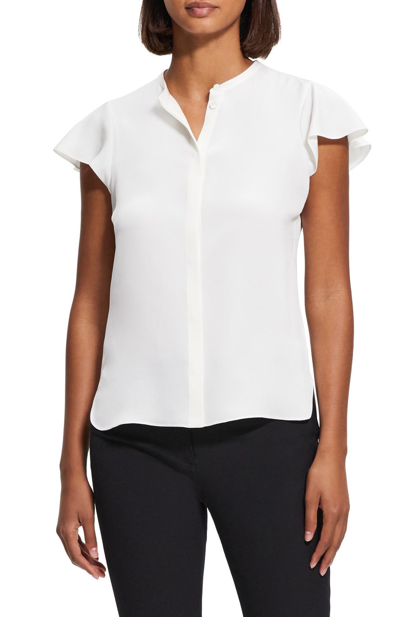 Tp Mod Flounce Sleeve Silk Blouse - image 1