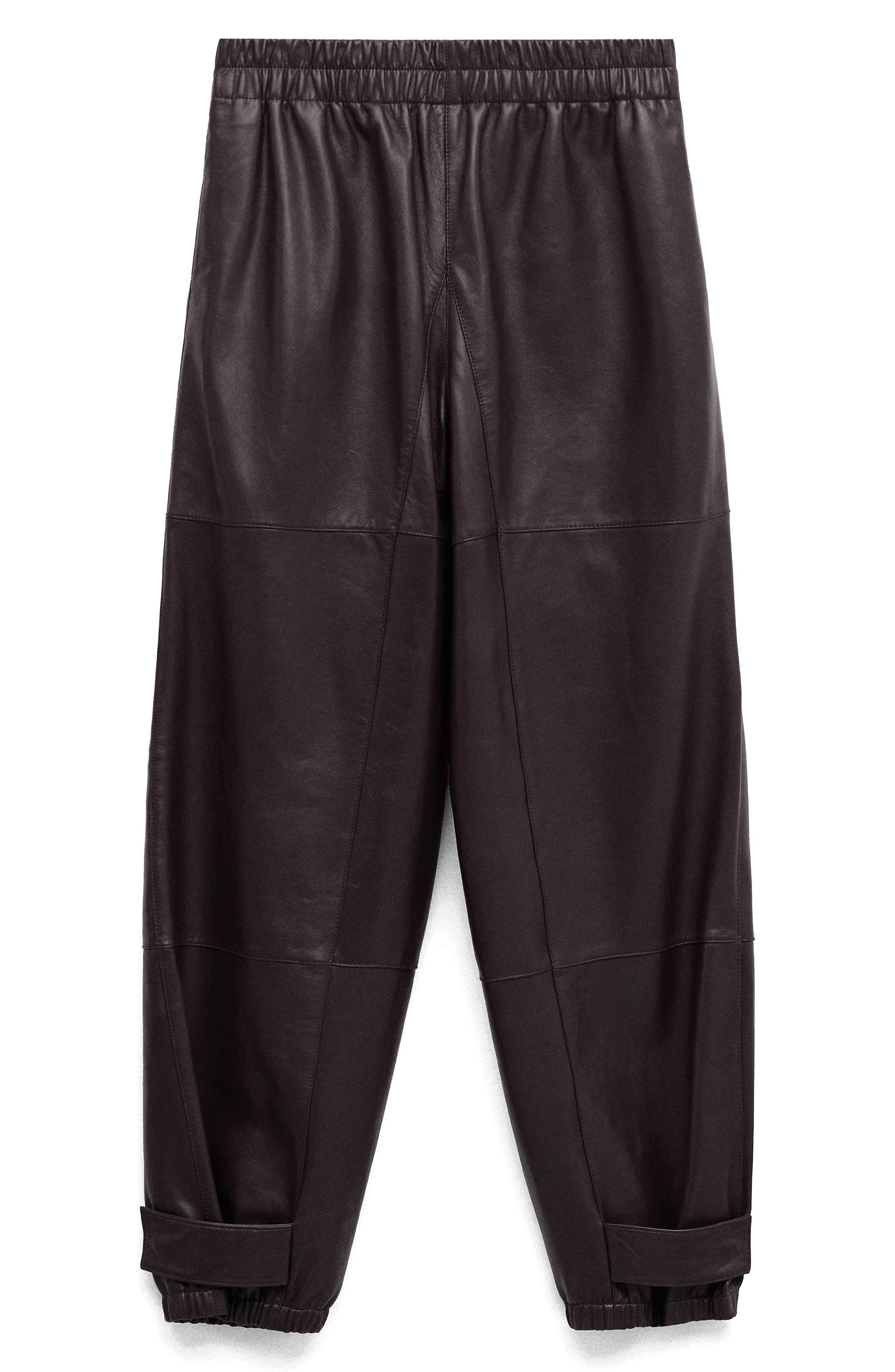 Button Hem Leather Pants - image 1