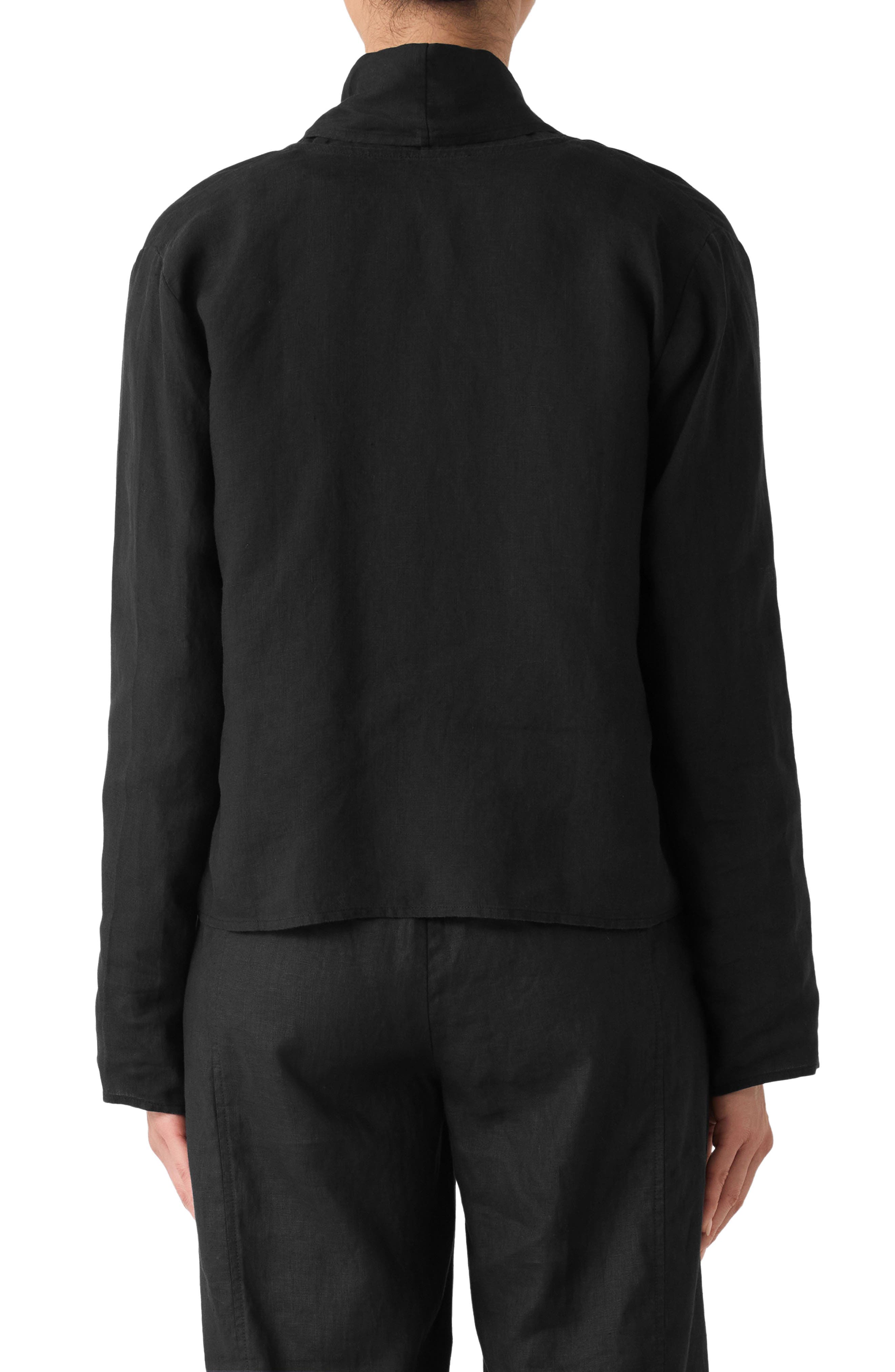Shawl Collar Open Front Organic Linen Jacket - image 2