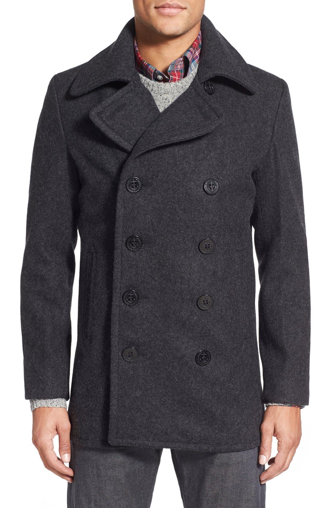 Slim Fit Wool Blend Peacoat - image 1