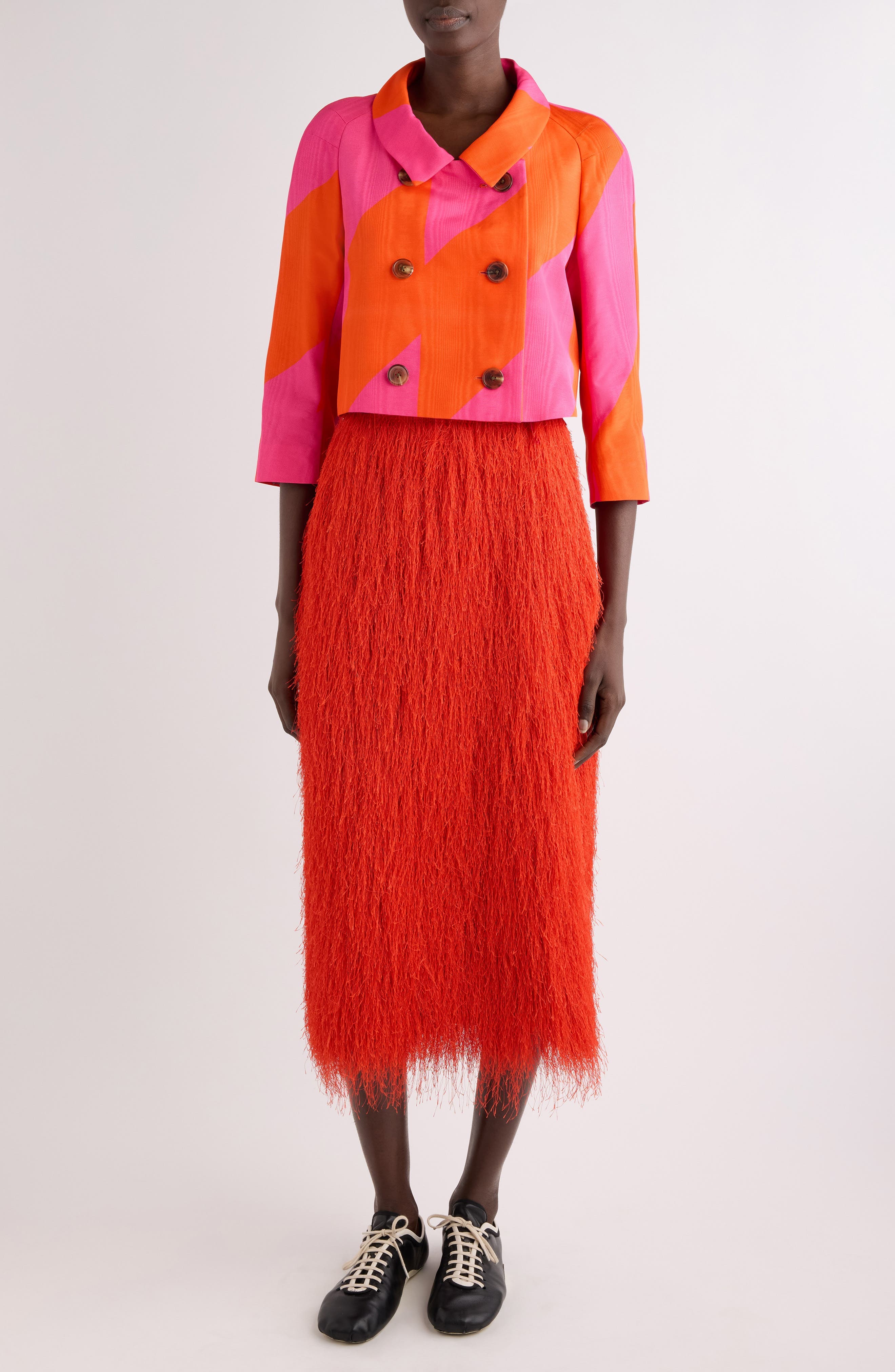 Vipa Broken Stripe Crop Moire Jacket - image 2