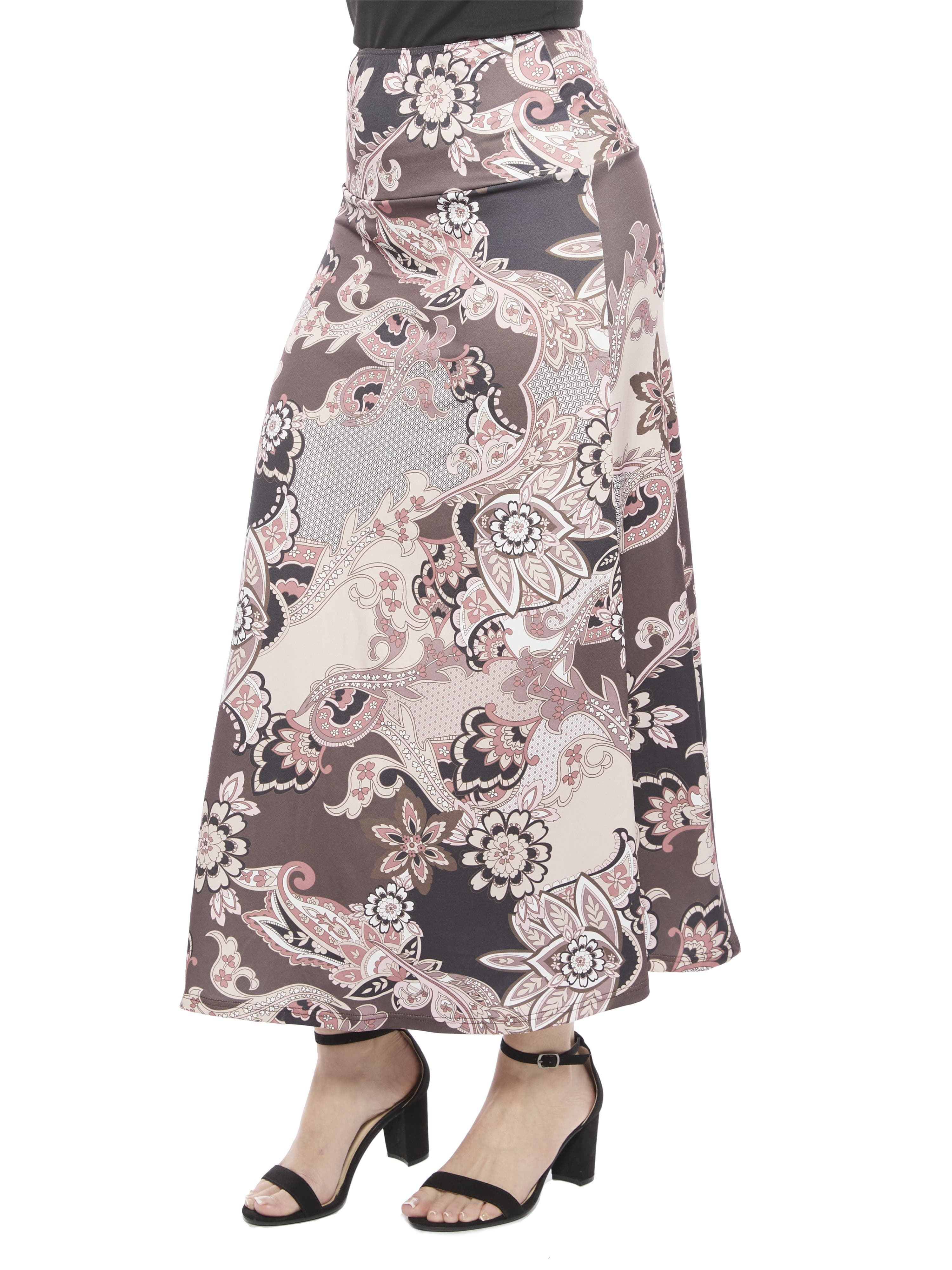 Womens Paisley Elastic Waist A-Line Maxi Skirt - image 2
