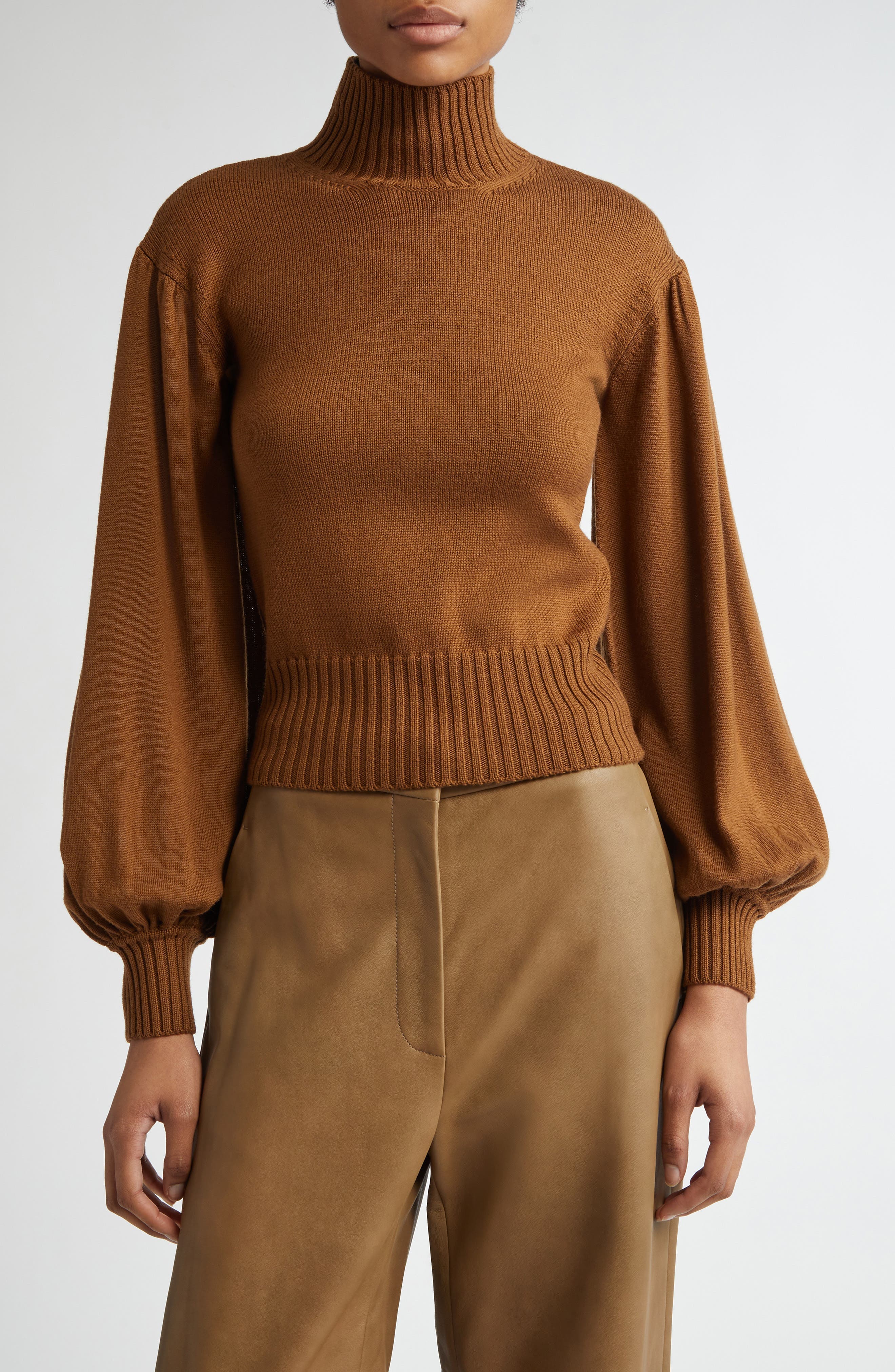 Acume Crop Virgin Wool Turtleneck Sweater - image 1
