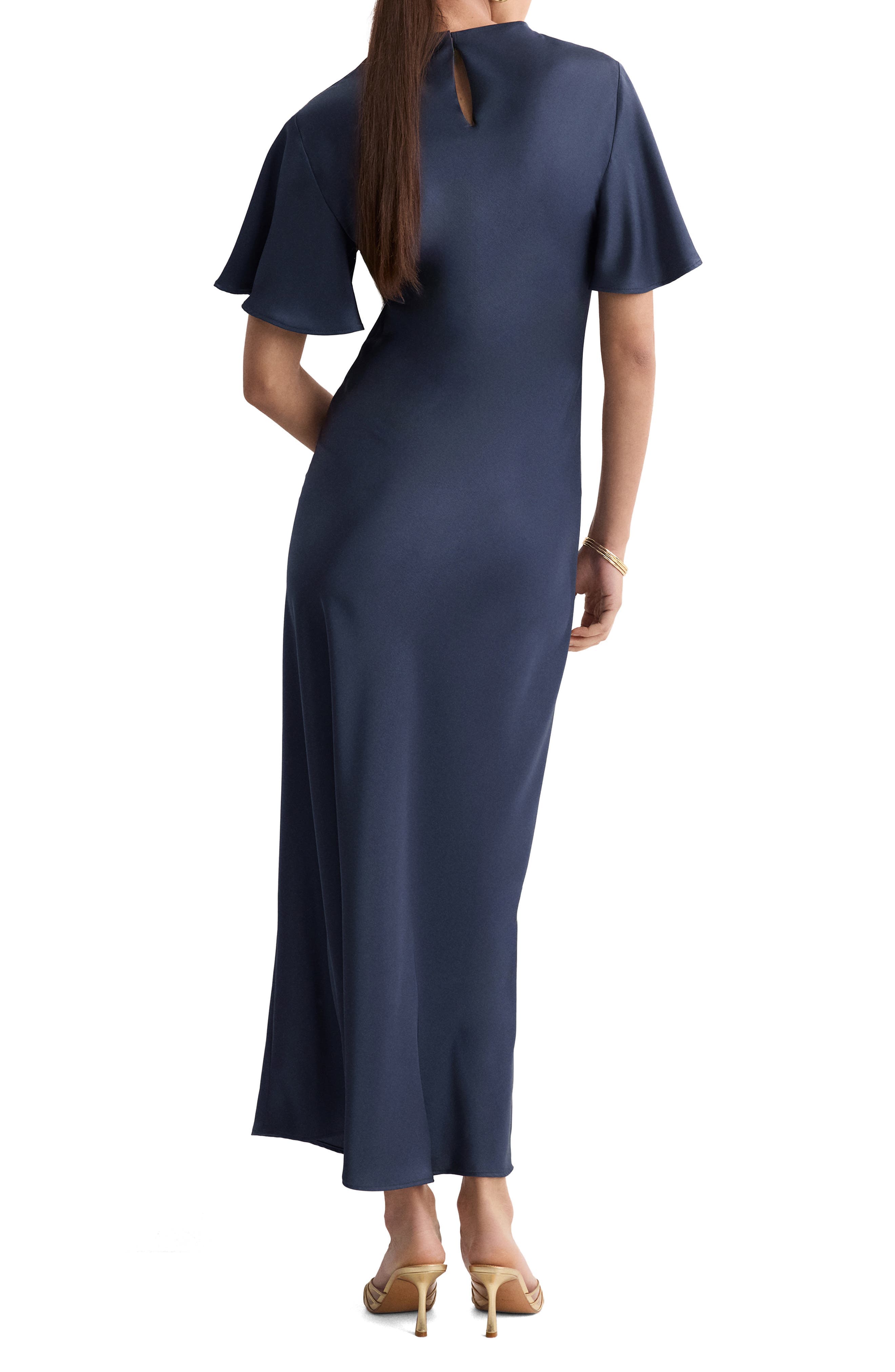 Satin Draped Neck Maxi Dress - image 2