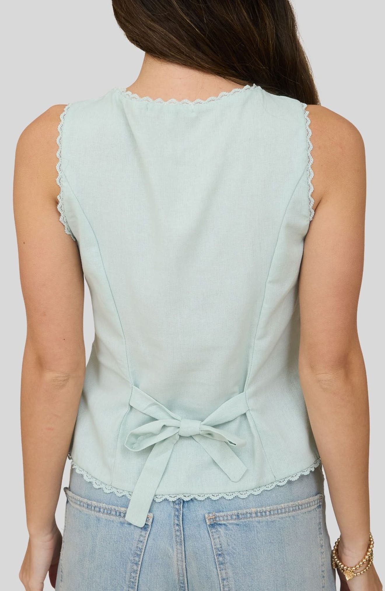 Lace Trim Buttoned Top - image 4