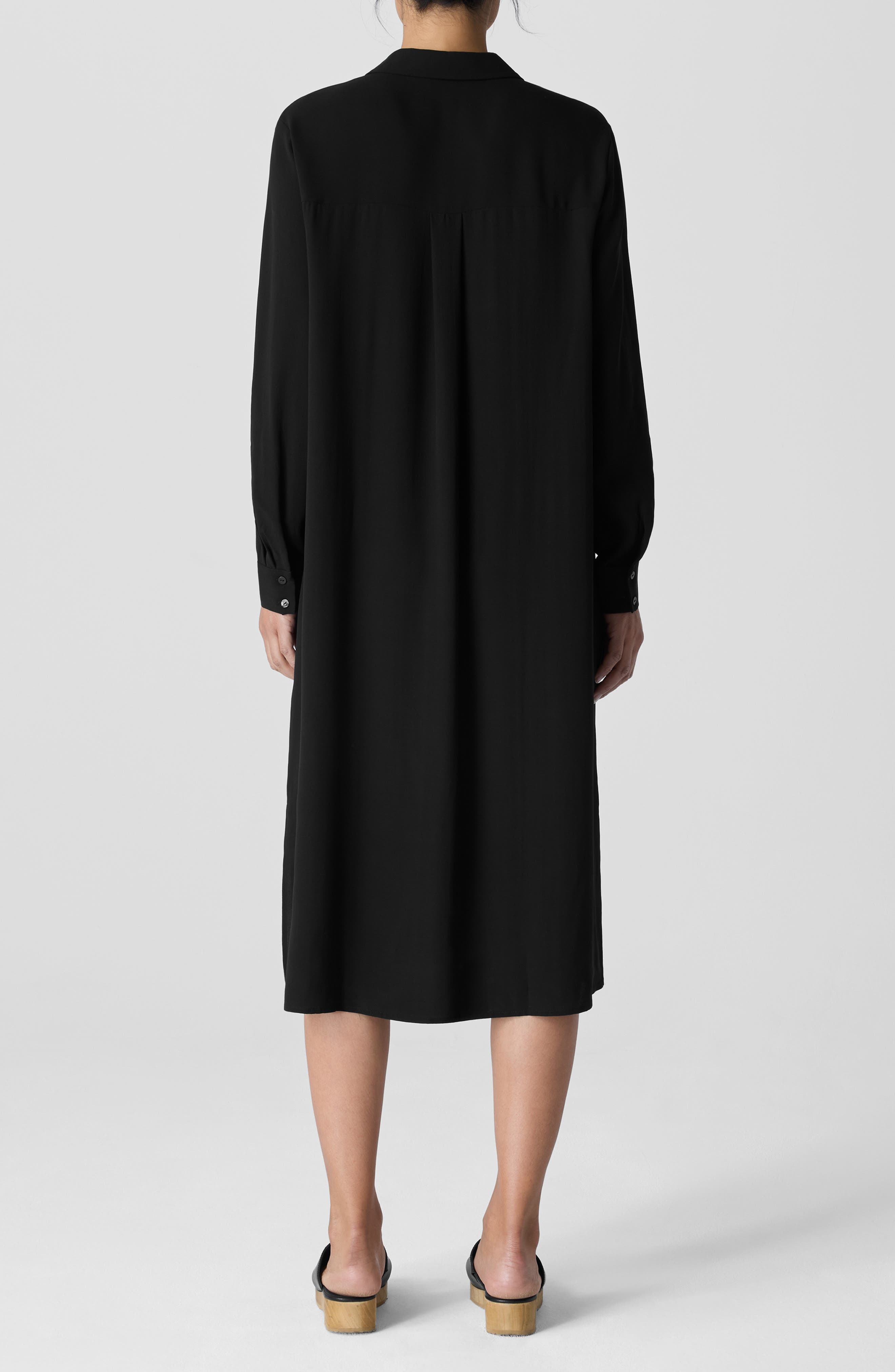 Notch Collar Long Sleeve Silk Shirtdress - image 2