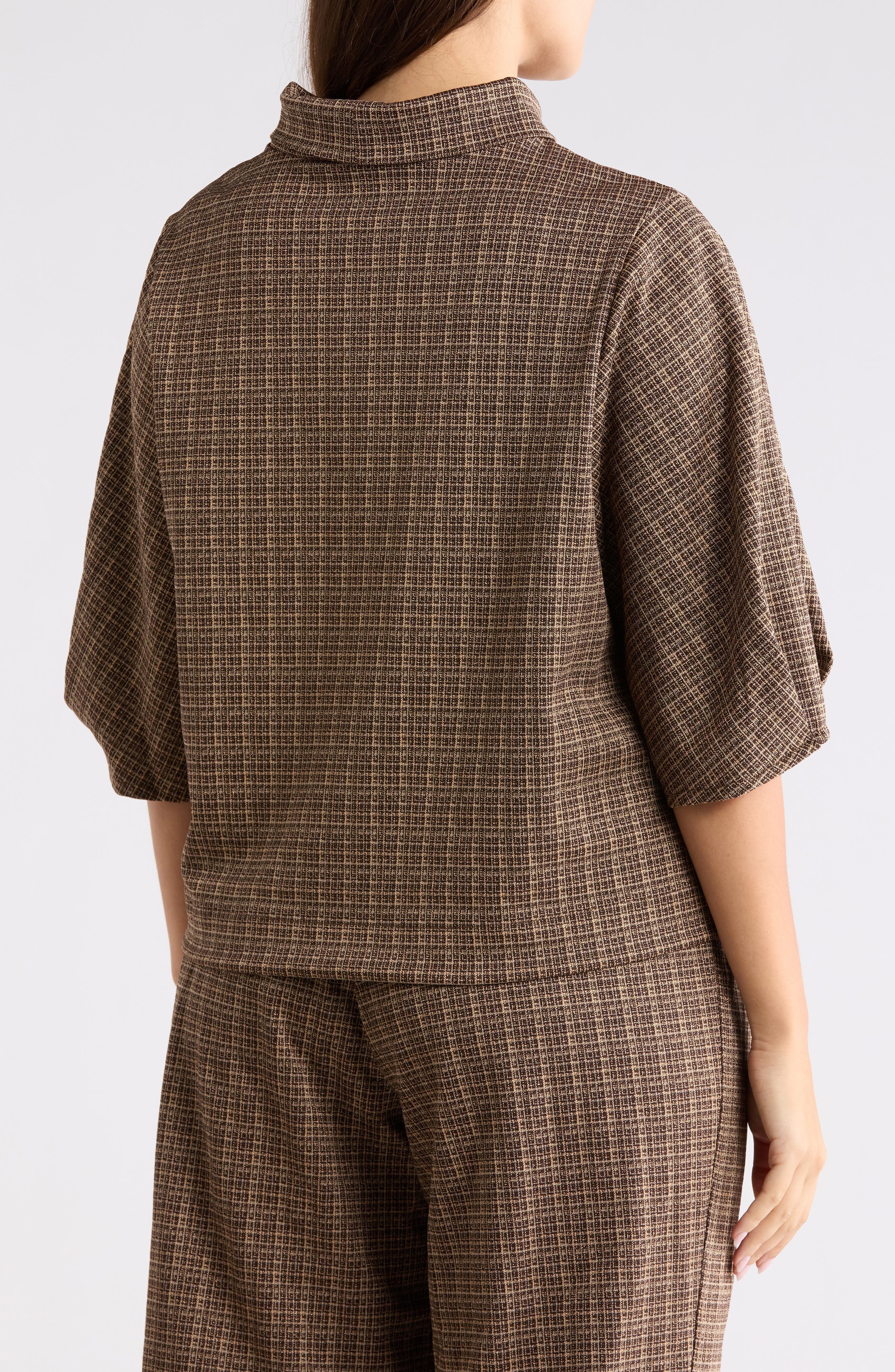 Plaid Mock Neck Crop Top - image 2