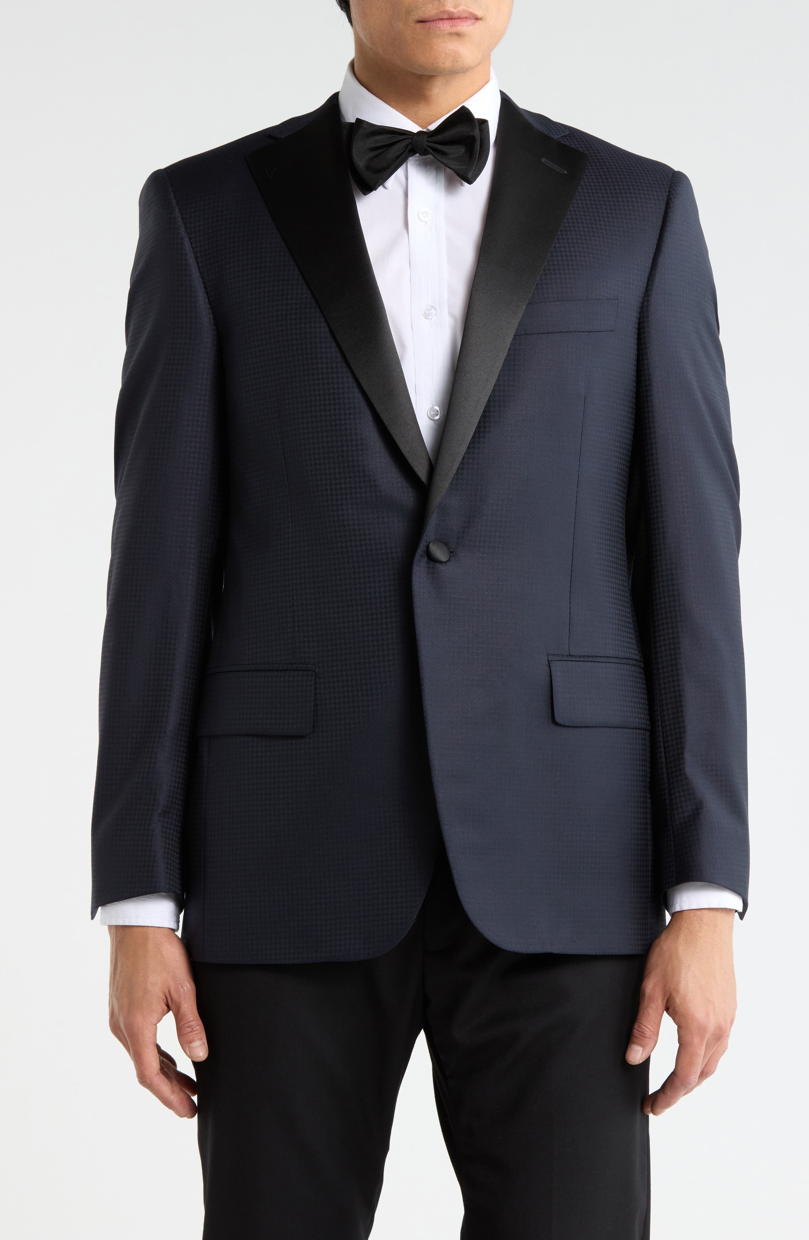Navy Jacquard Wool & Silk Blend Sport Coat - image 1