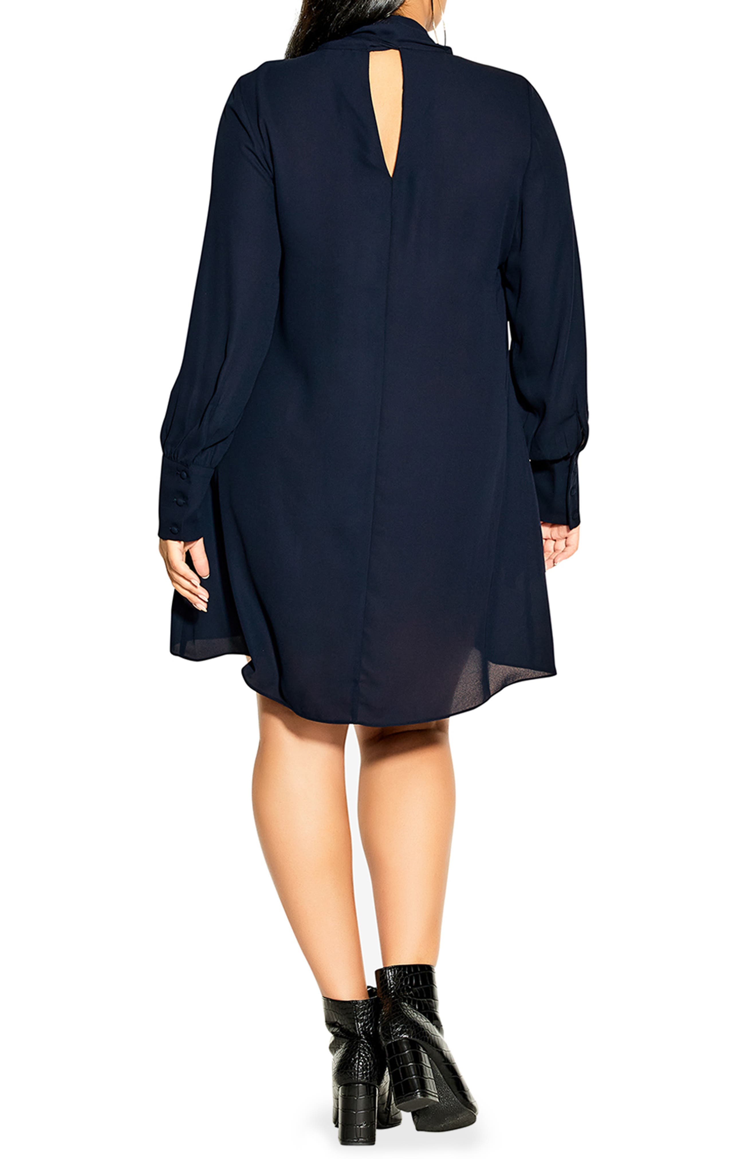 Tie Neck Long Sleeve Minidress - image 2