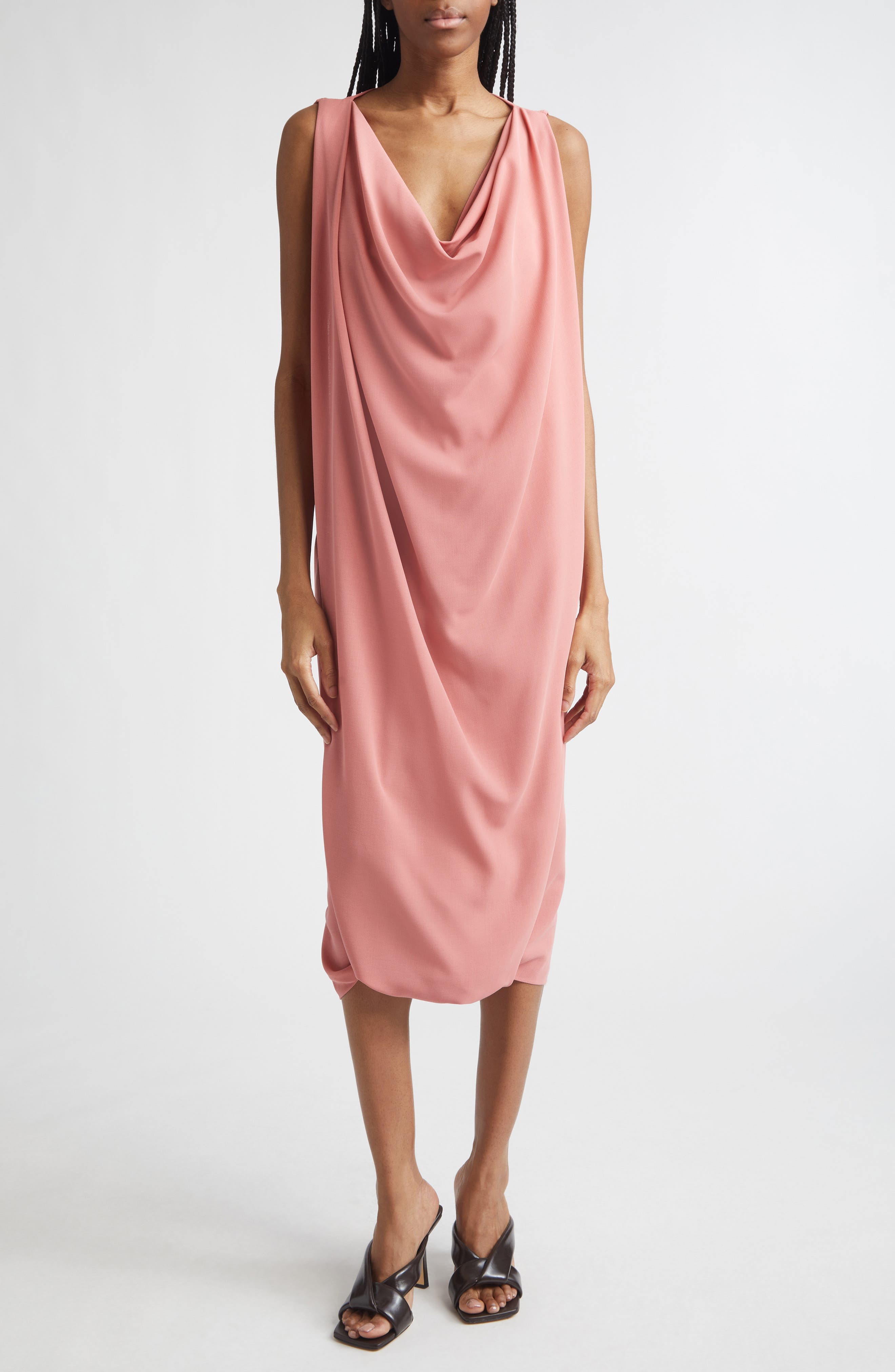 Cowl Virgin Wool Crepe Midi Dress - image 1