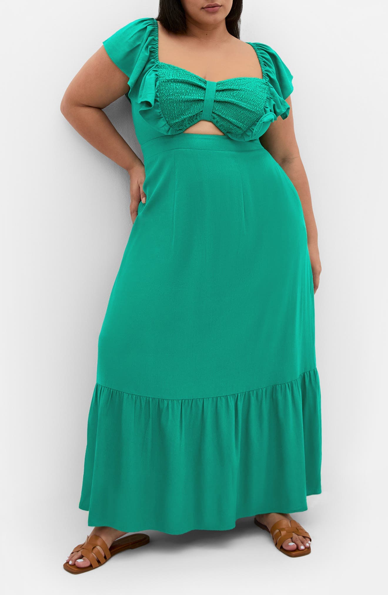 Alora Flutter Sleeve Cutout Maxi Dress - image 3