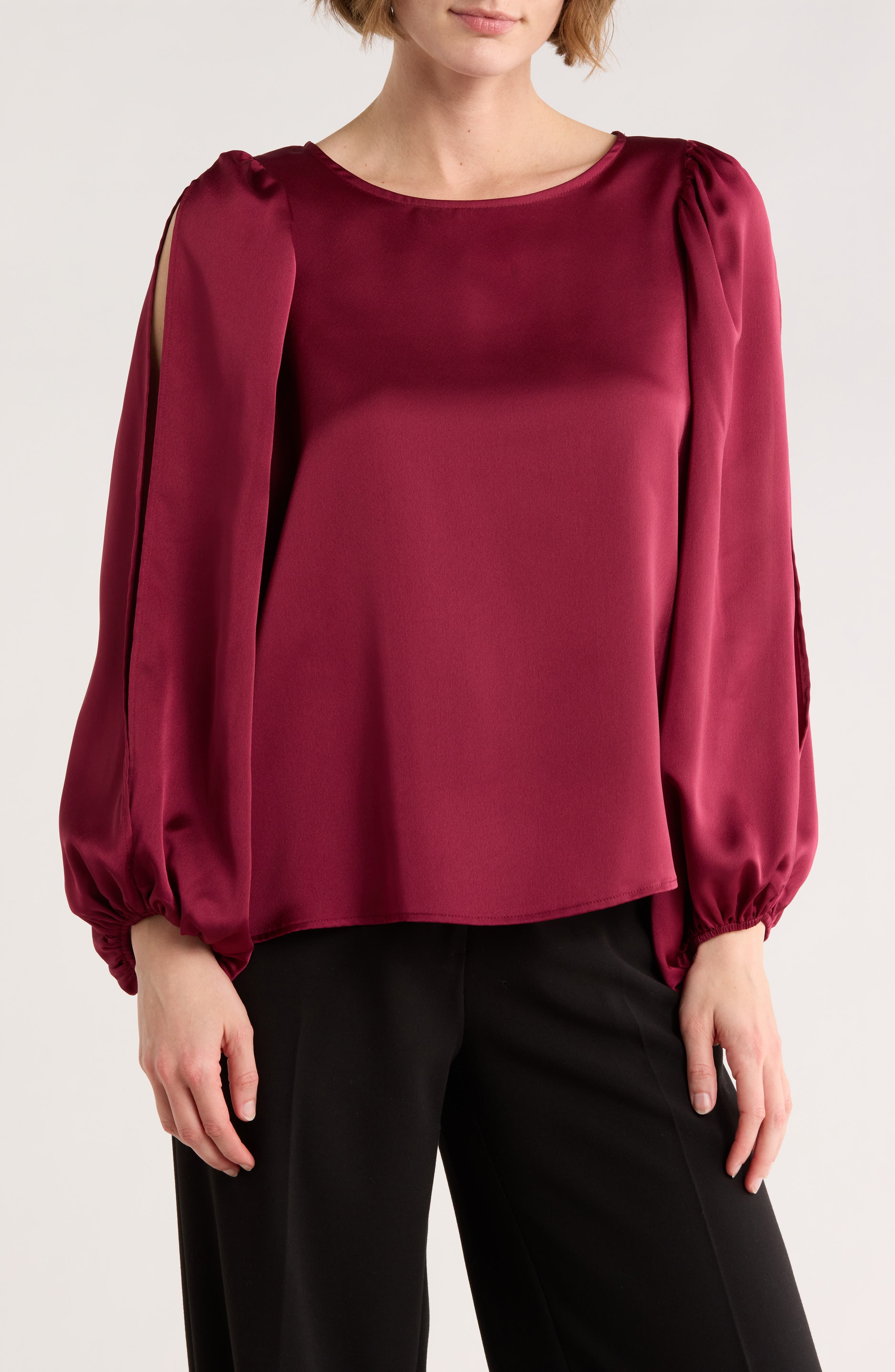 Cutout Long Sleeve Satin Top - image 5