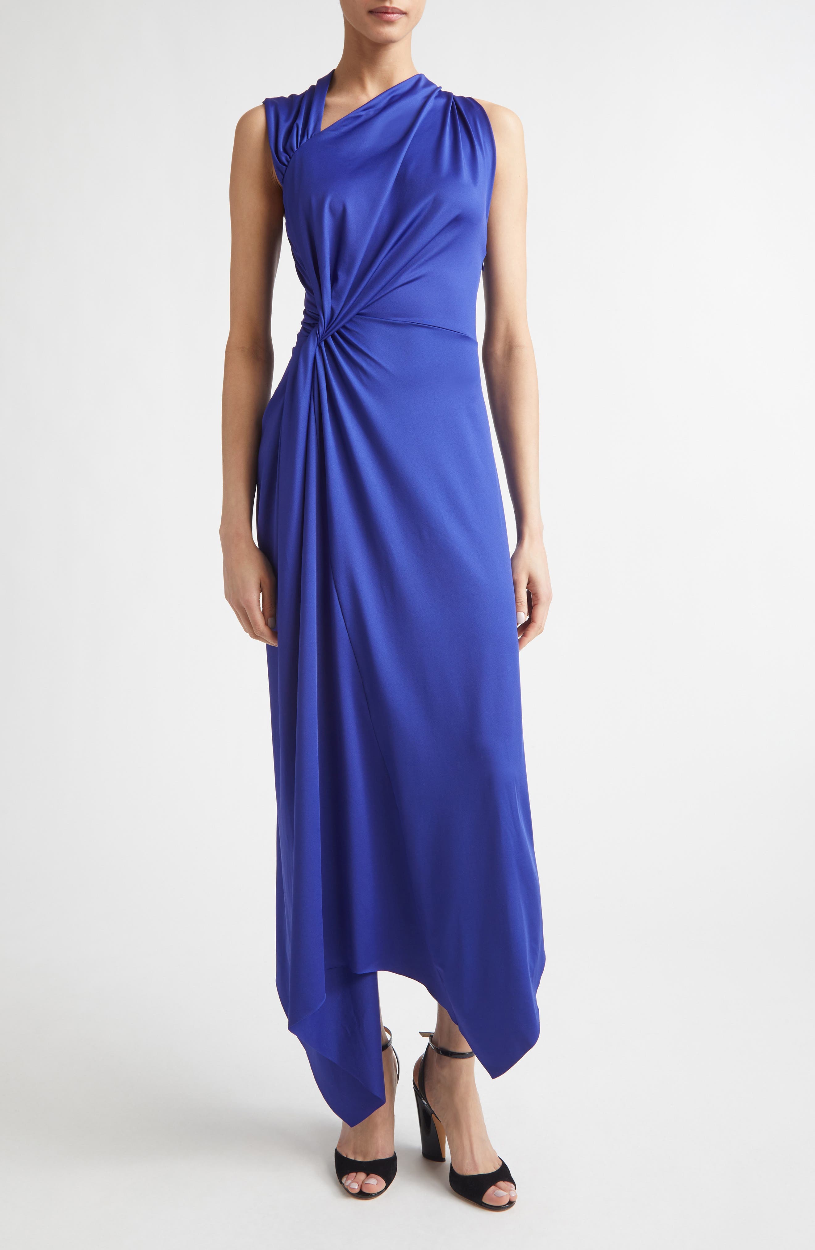 Asymmetric Stretch Jersey Midi Dress - image 1