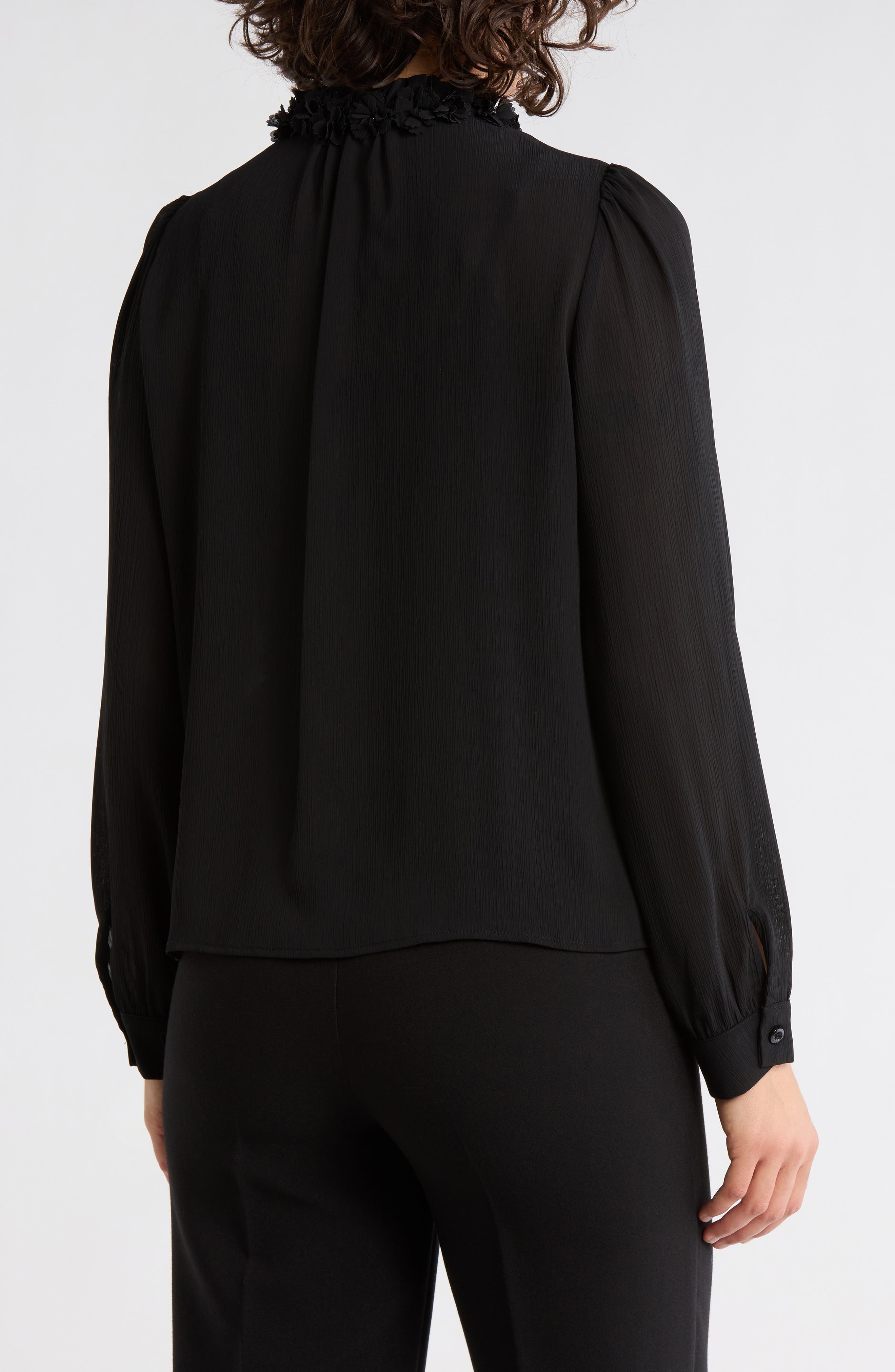 Flower Tie Neck Button-Up Shirt - image 2