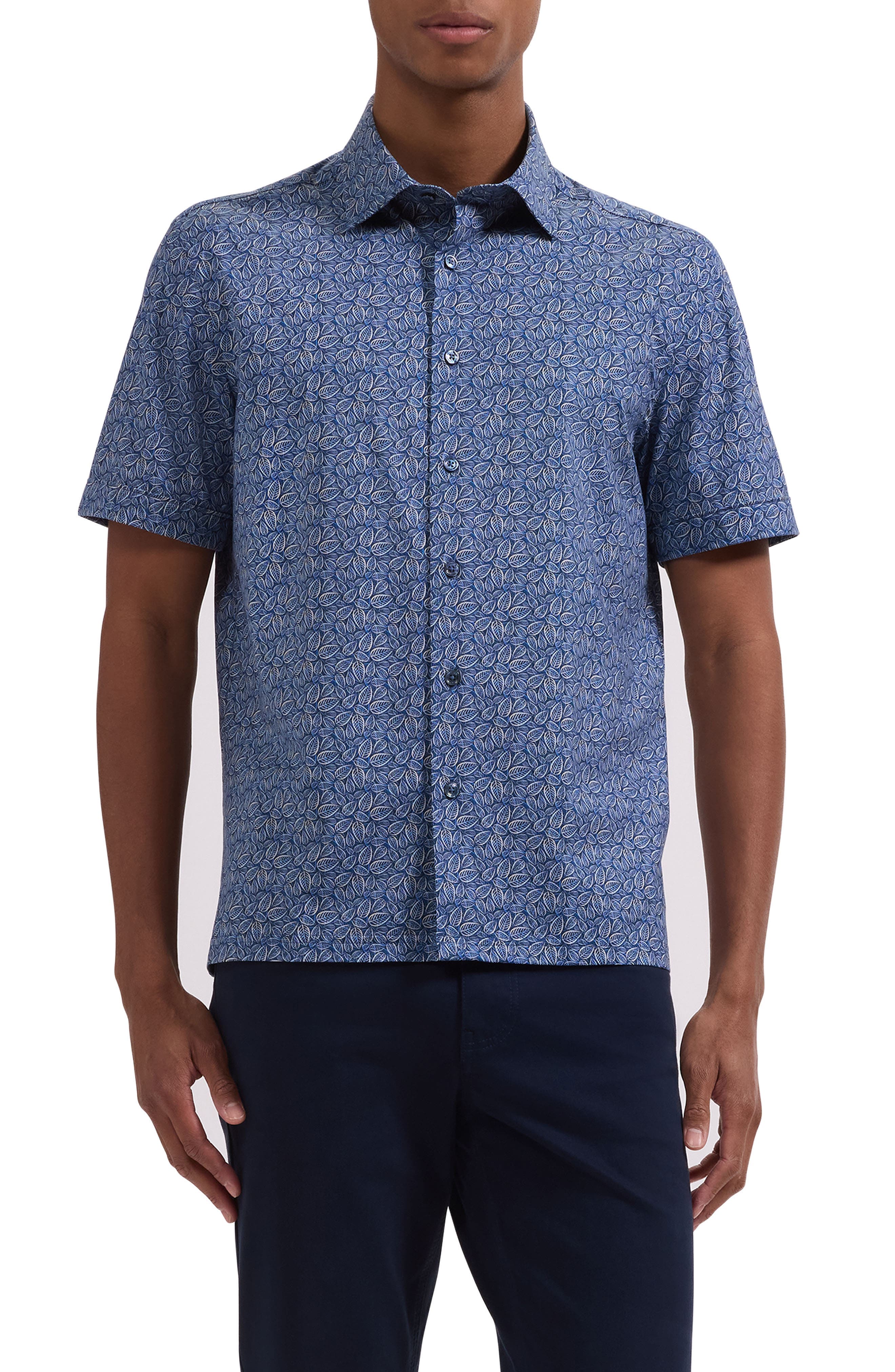 Milo OoohCotton Leaf Print Short Sleeve Button-Up Shirt - image 1