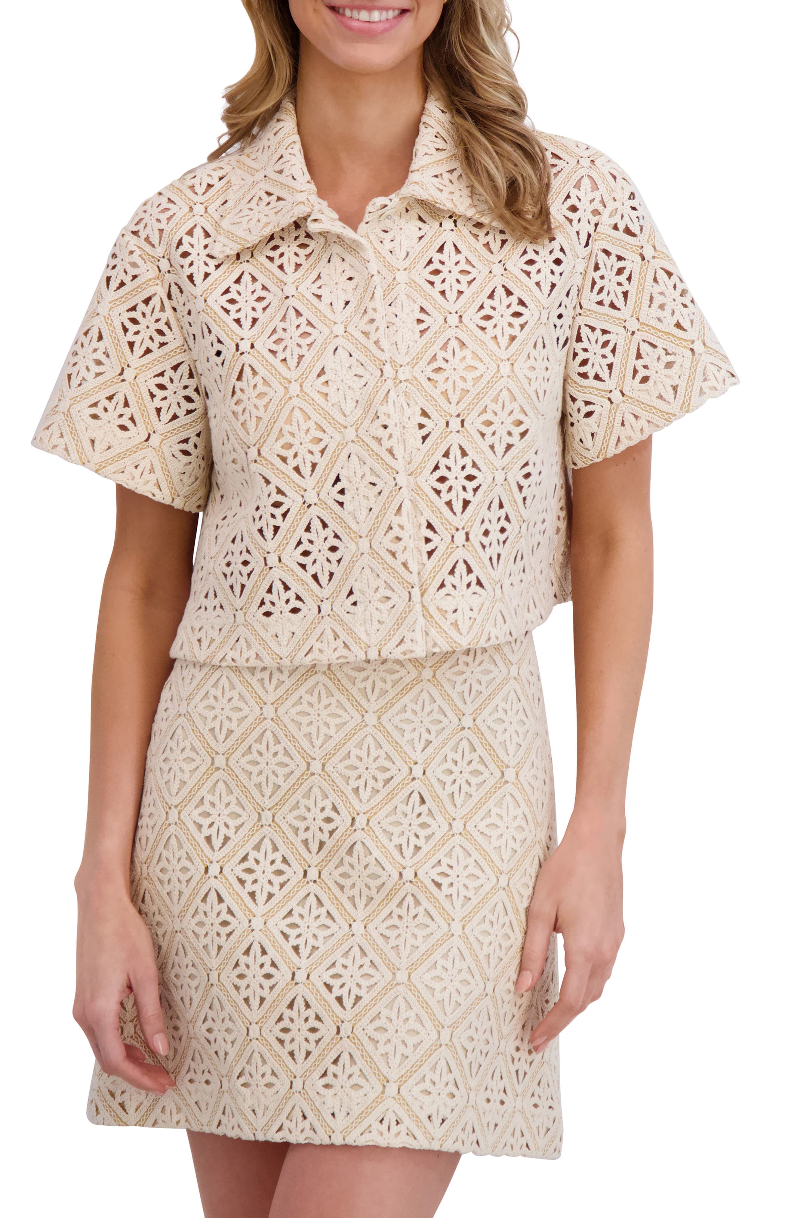 Open Stitch Crop Shirt - image 1