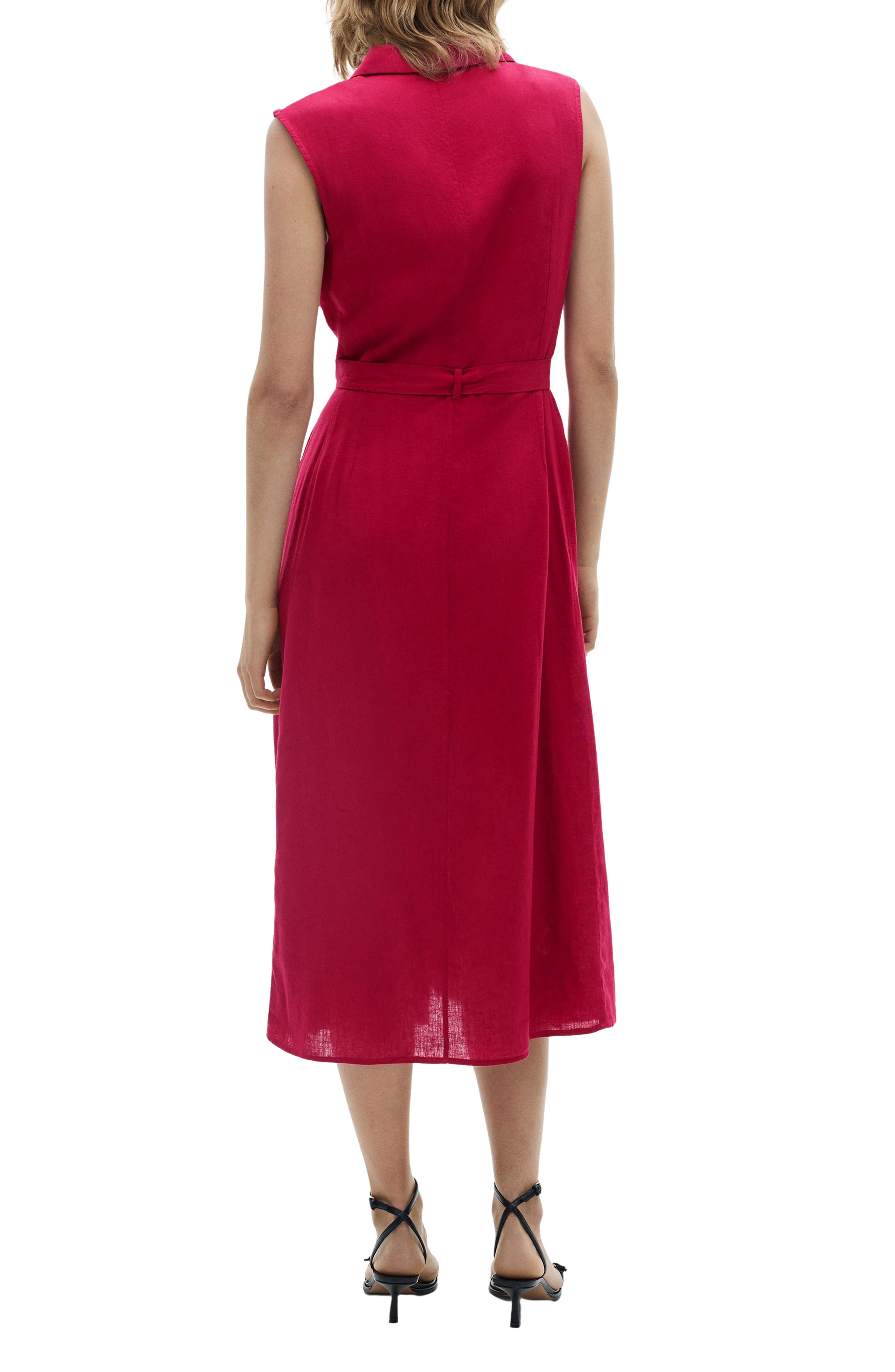 Tie Waist Sleeveless Midi Shirtdress - image 2