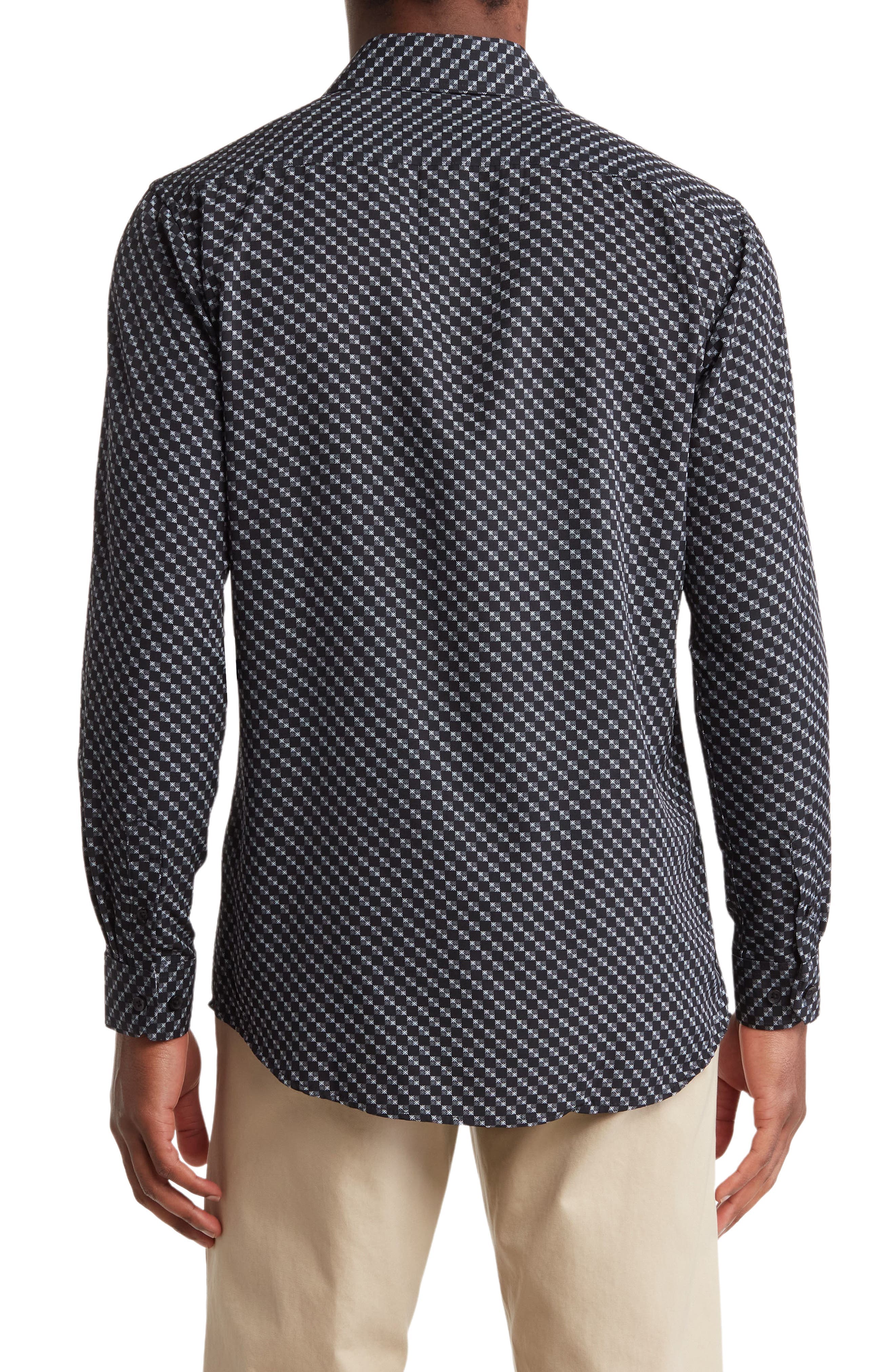 Slim Fit Geometric Print Performance Button-Up Shirt - image 2