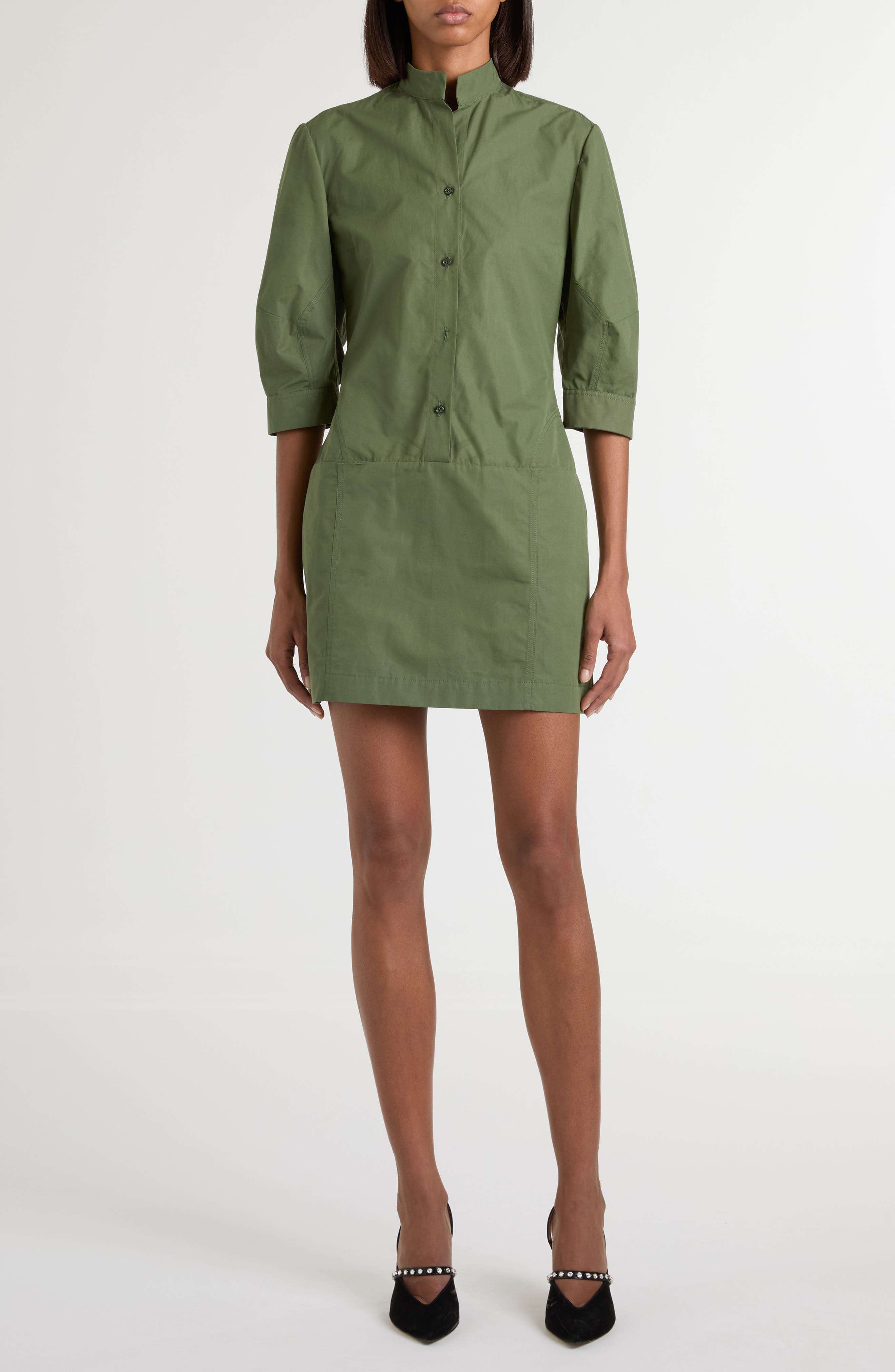 Day Button Front Cotton Poplin Minidress - image 1