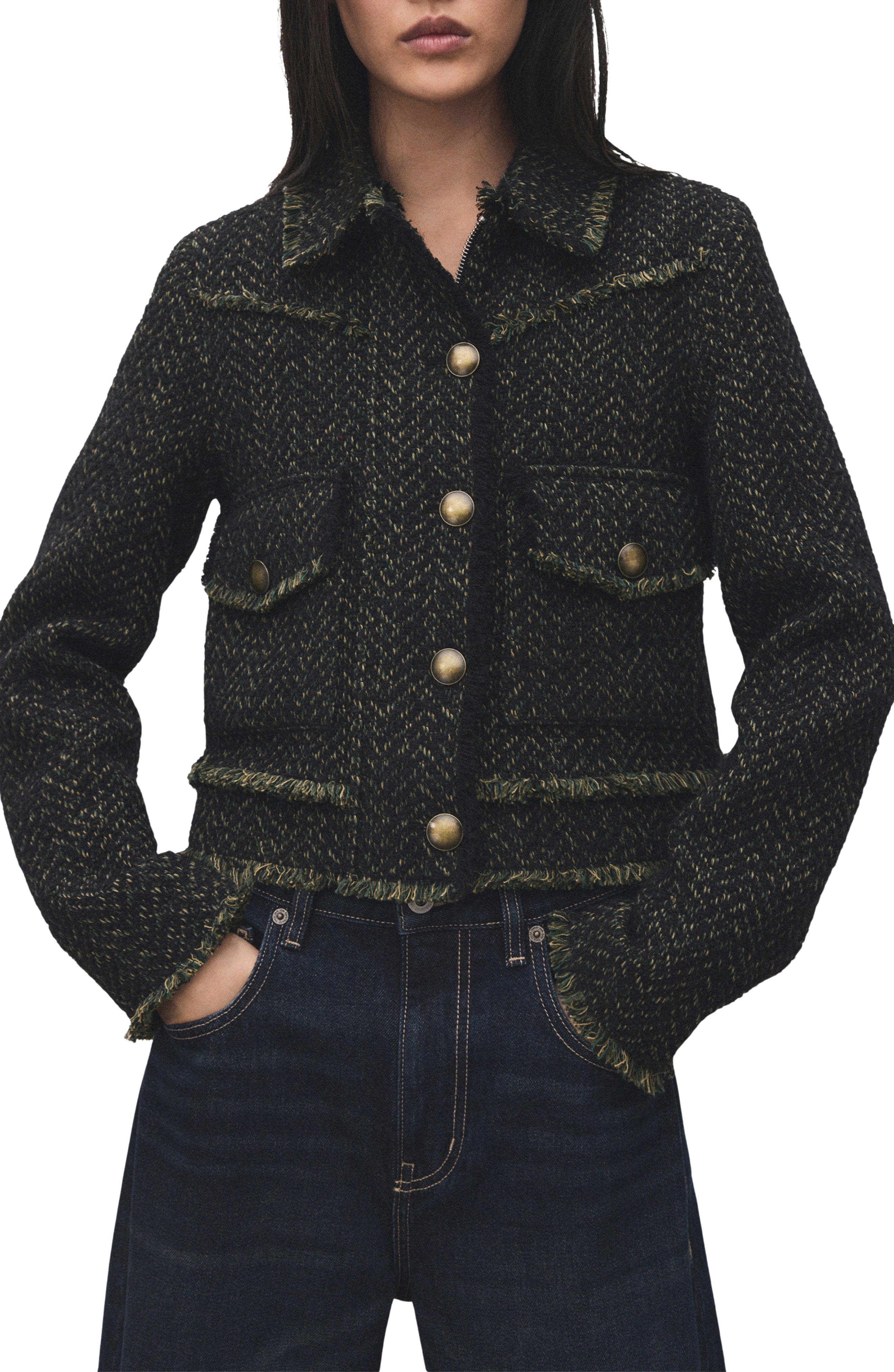 Zip Front Tweed Jacket - image 1