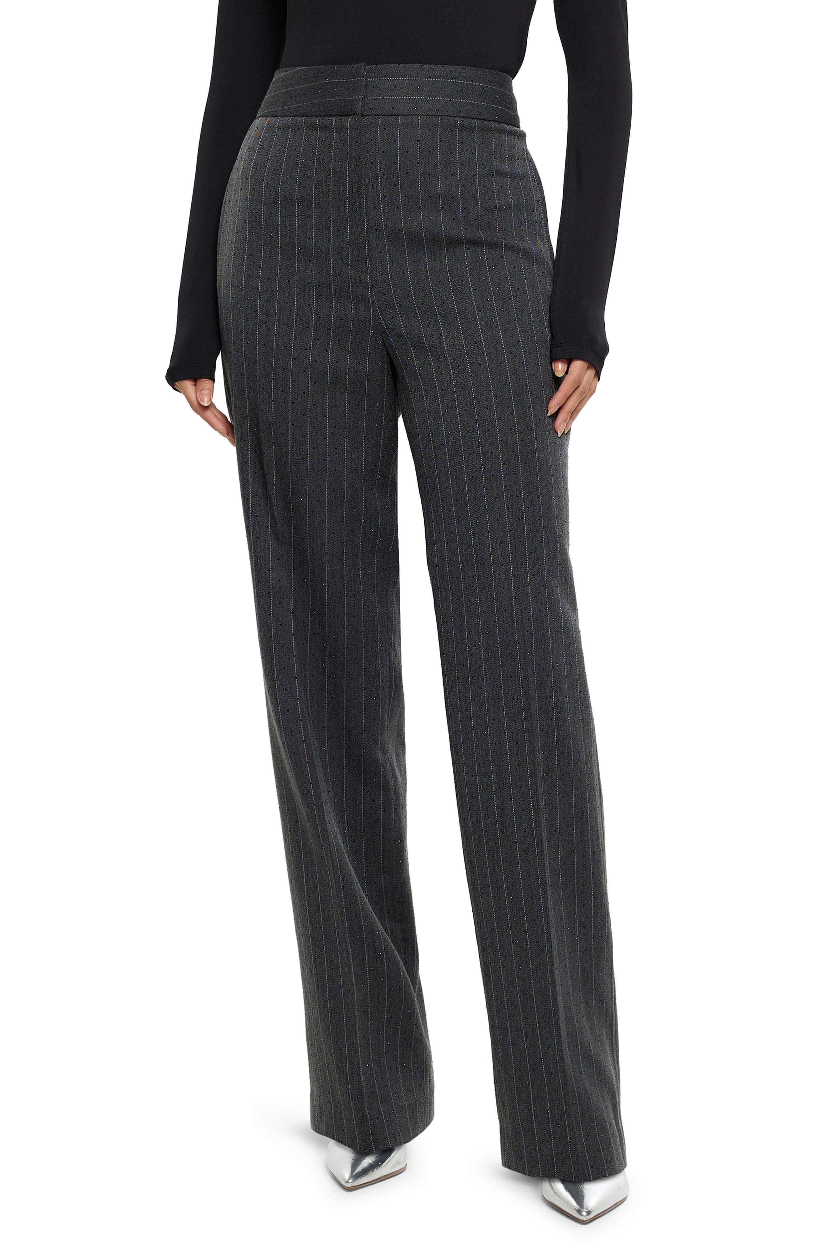 Diamante Pinstripe Straight Leg Pants - image 1