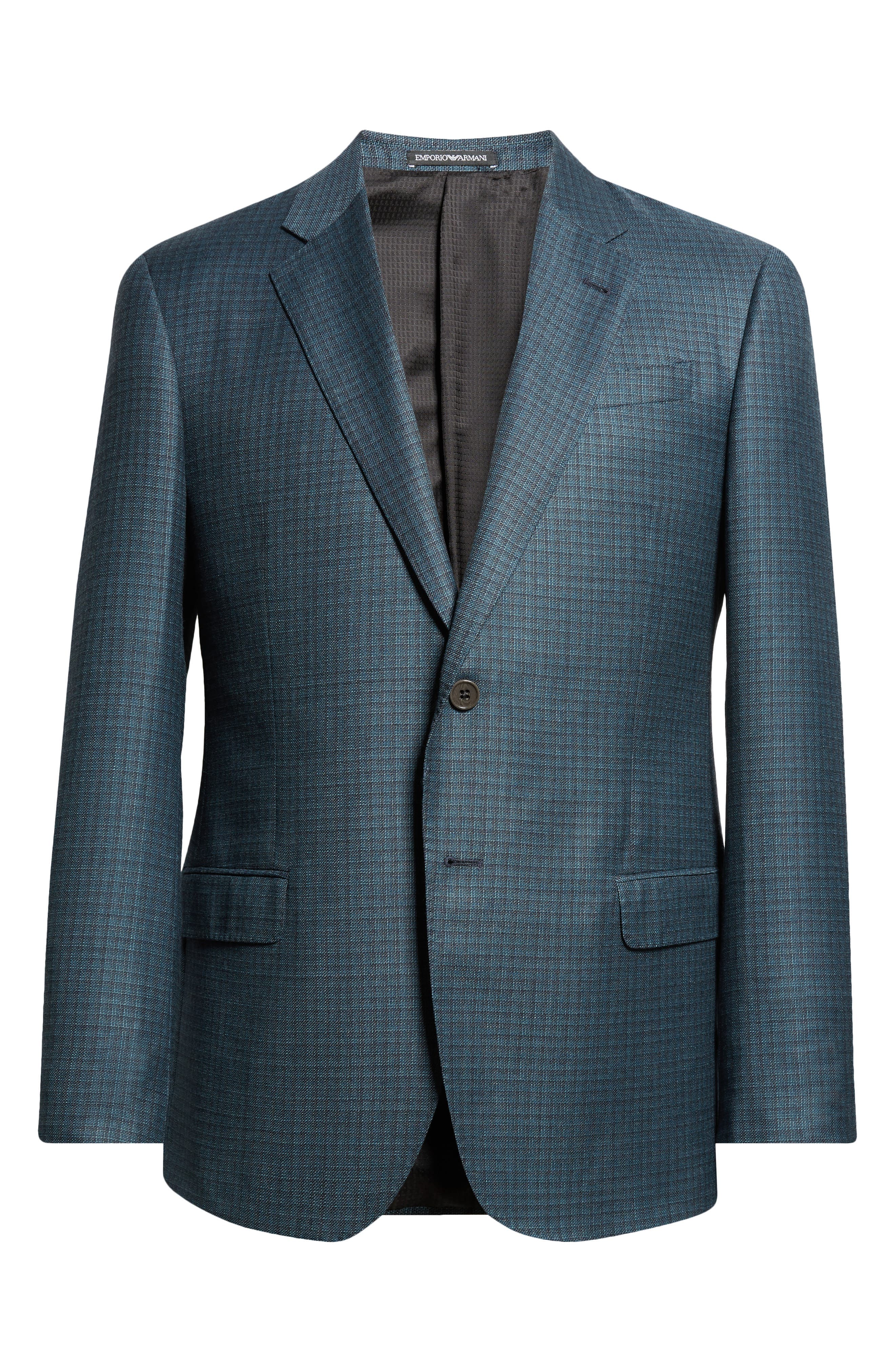 Teal Shadow Check Wool Sport Coat