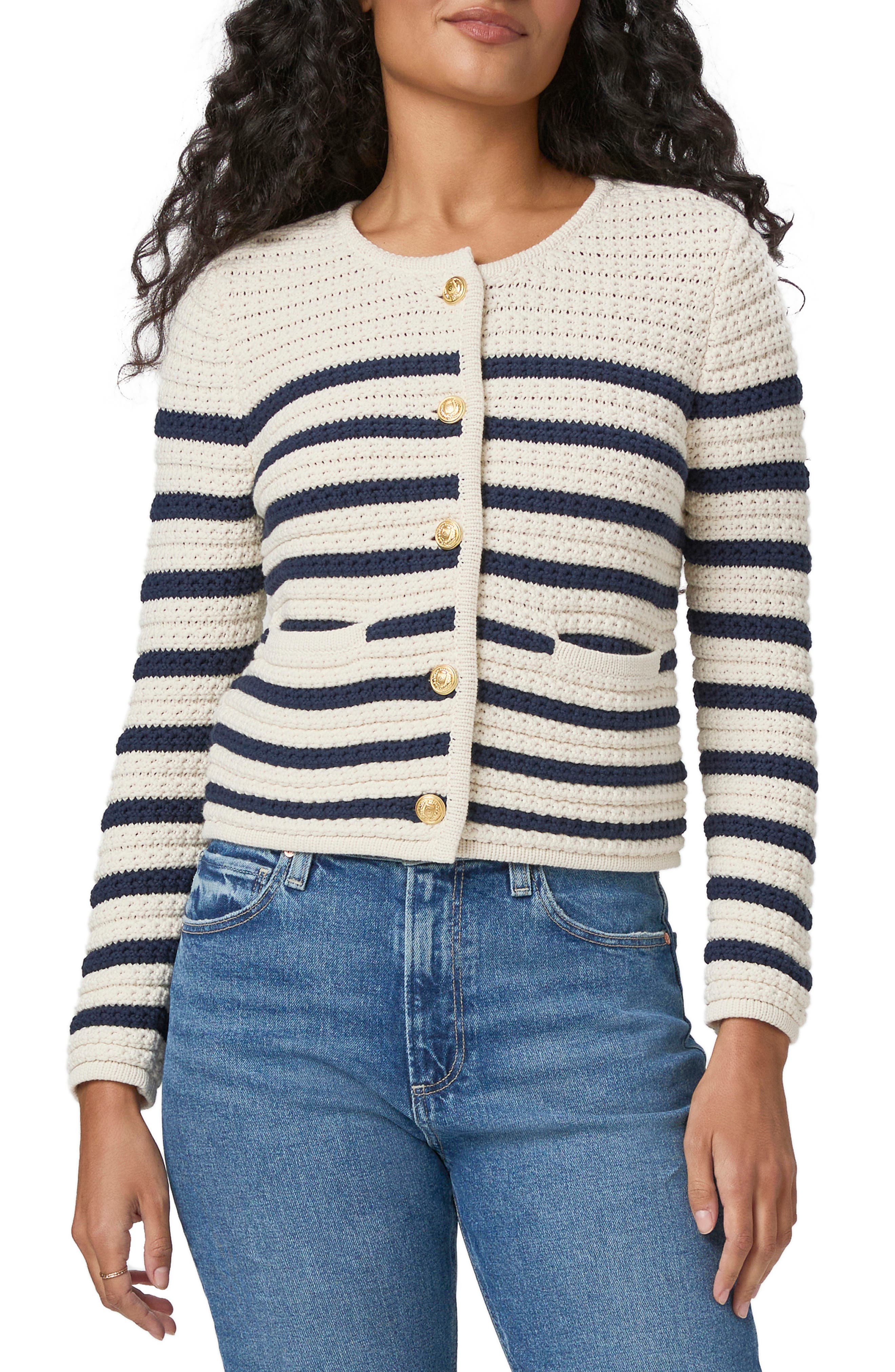 Oberon Stripe Cotton Blend Cardigan - image 1