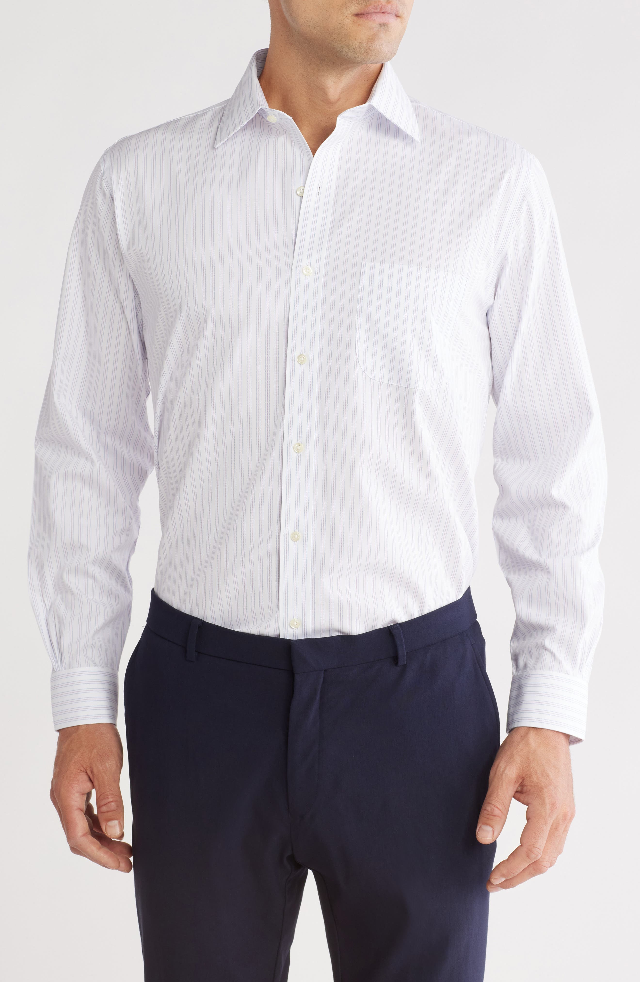 Regular Fit Stripe Non-Iron Dress Shirt - image 1