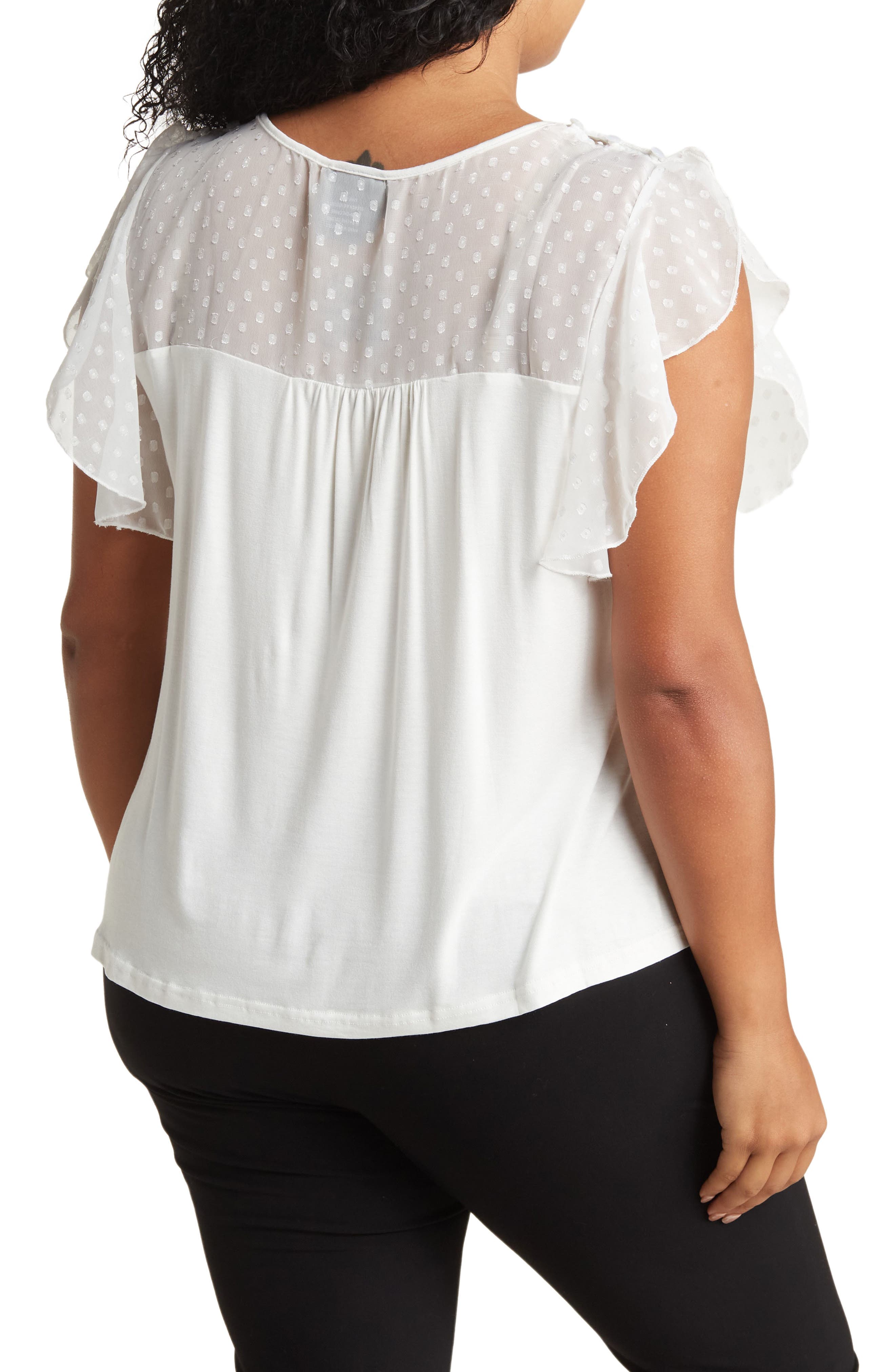 Mixed Media Flutter Sleeve Blouse - image 2