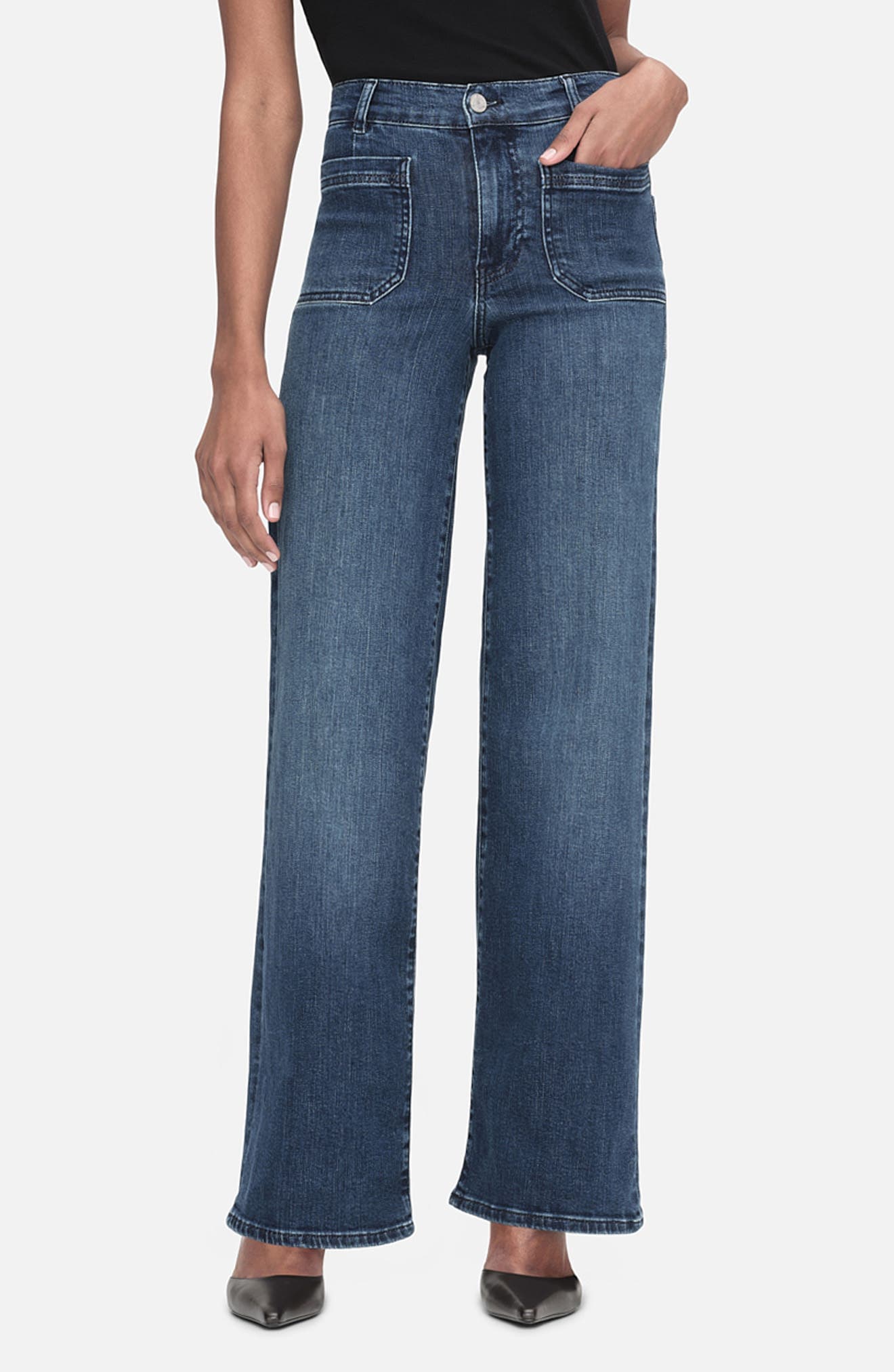 Le Slim Palazzo Pocket Wide Leg Jeans - image 1