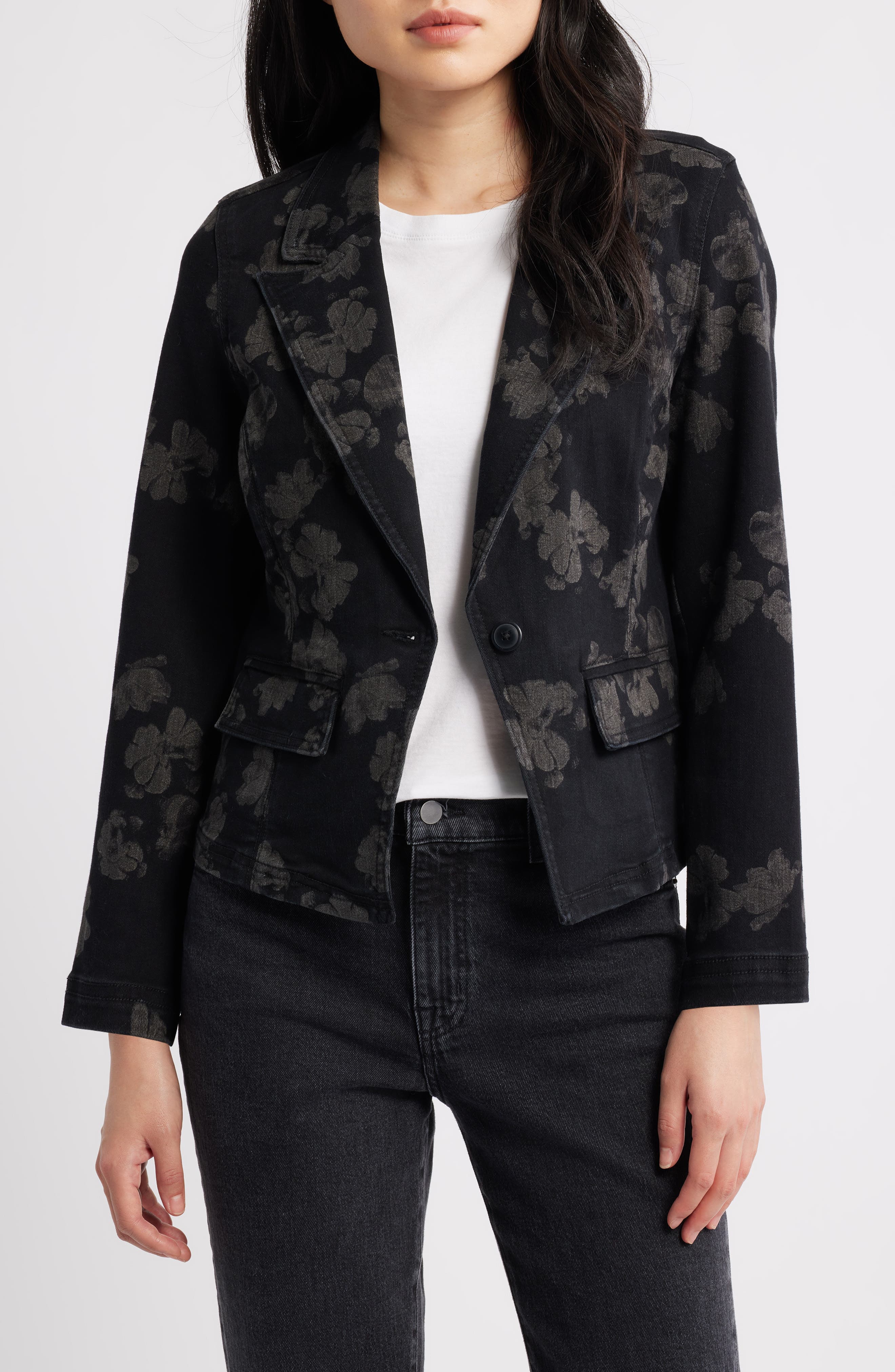 Floral Denim Blazer - image 1