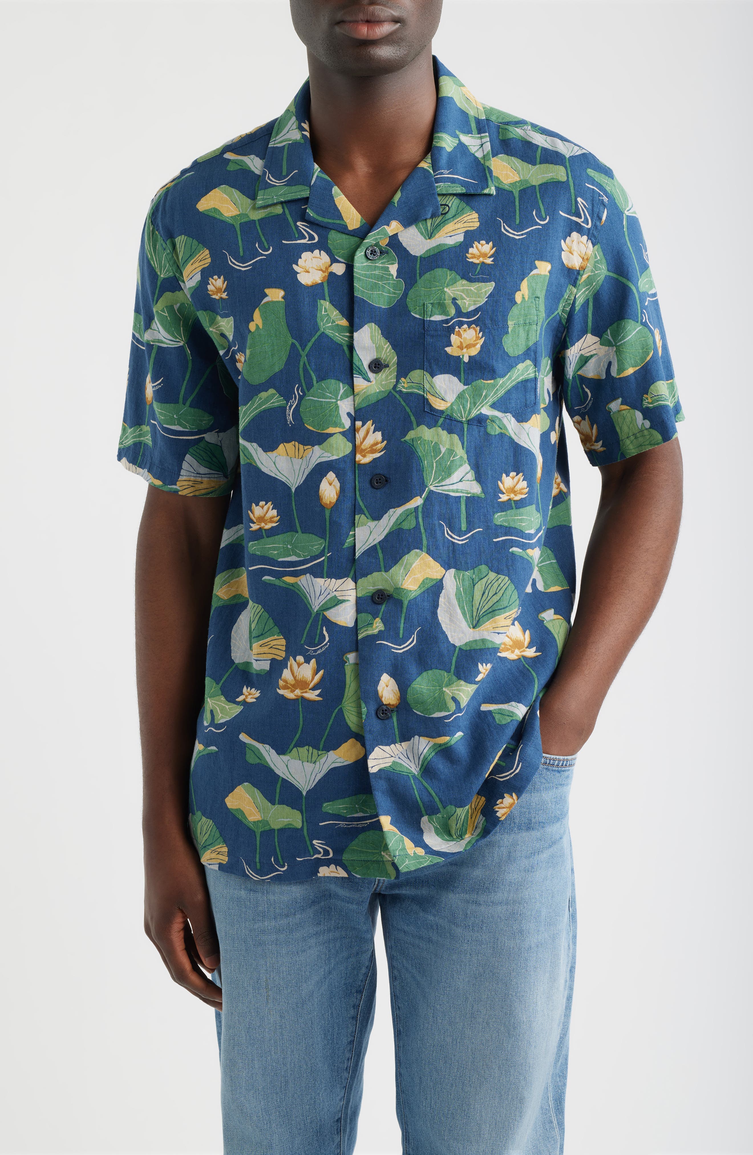 Floral Cotton Camp Shirt - image 1