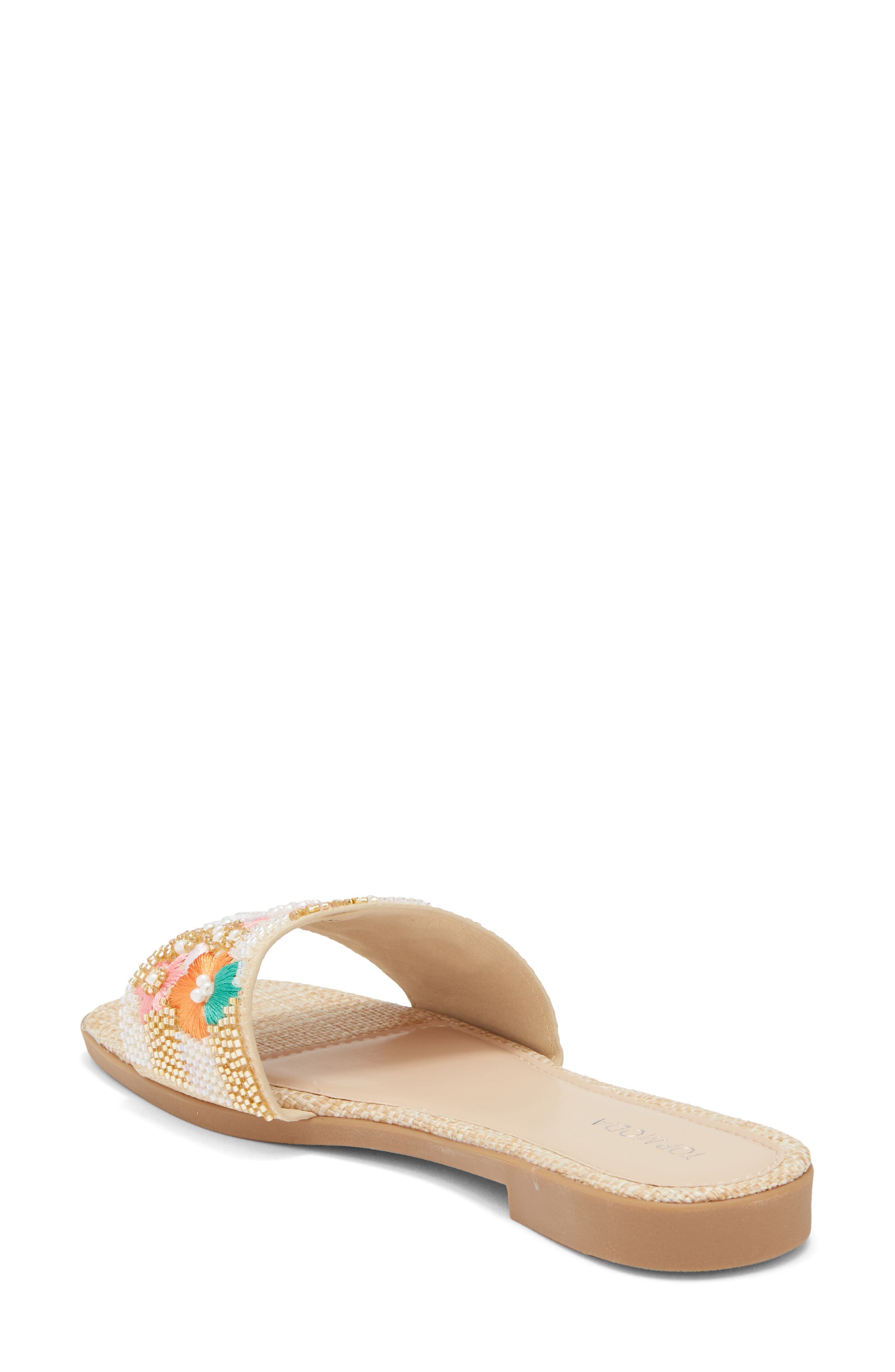 Rae Floral Beaded Raffia Slide Sandal - image 2