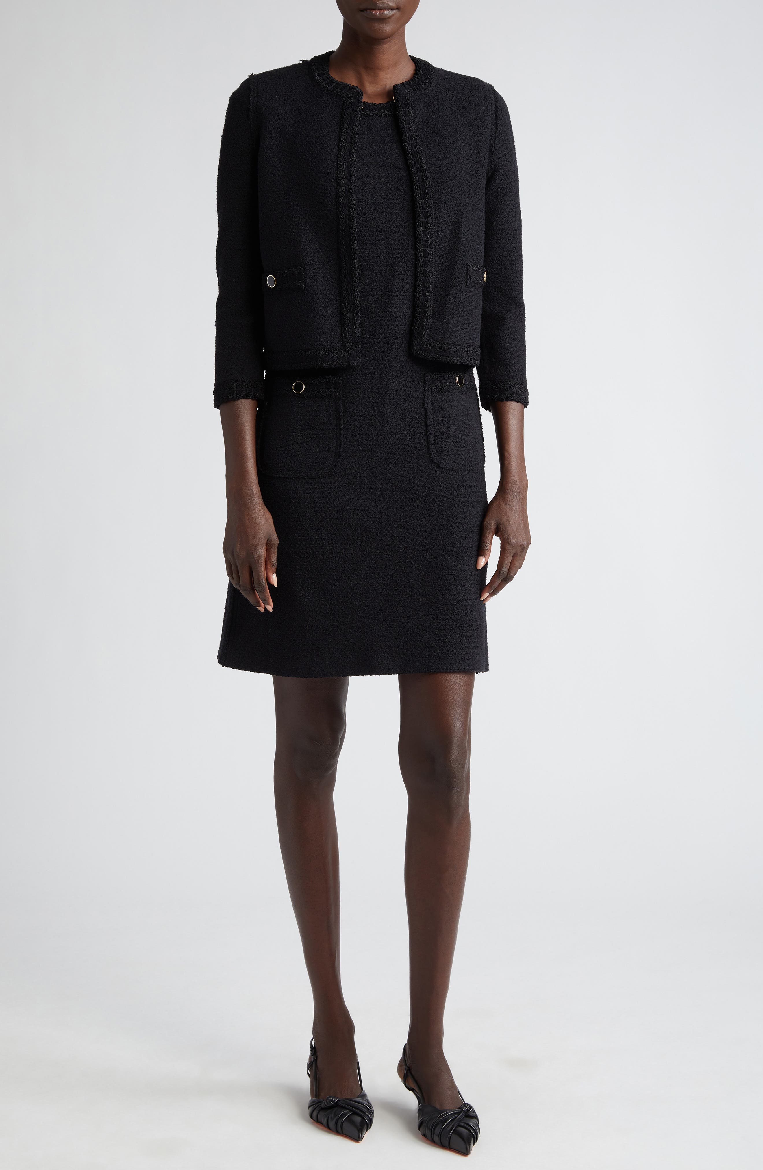 Embroidered Boucle Knit Jacket - image 2