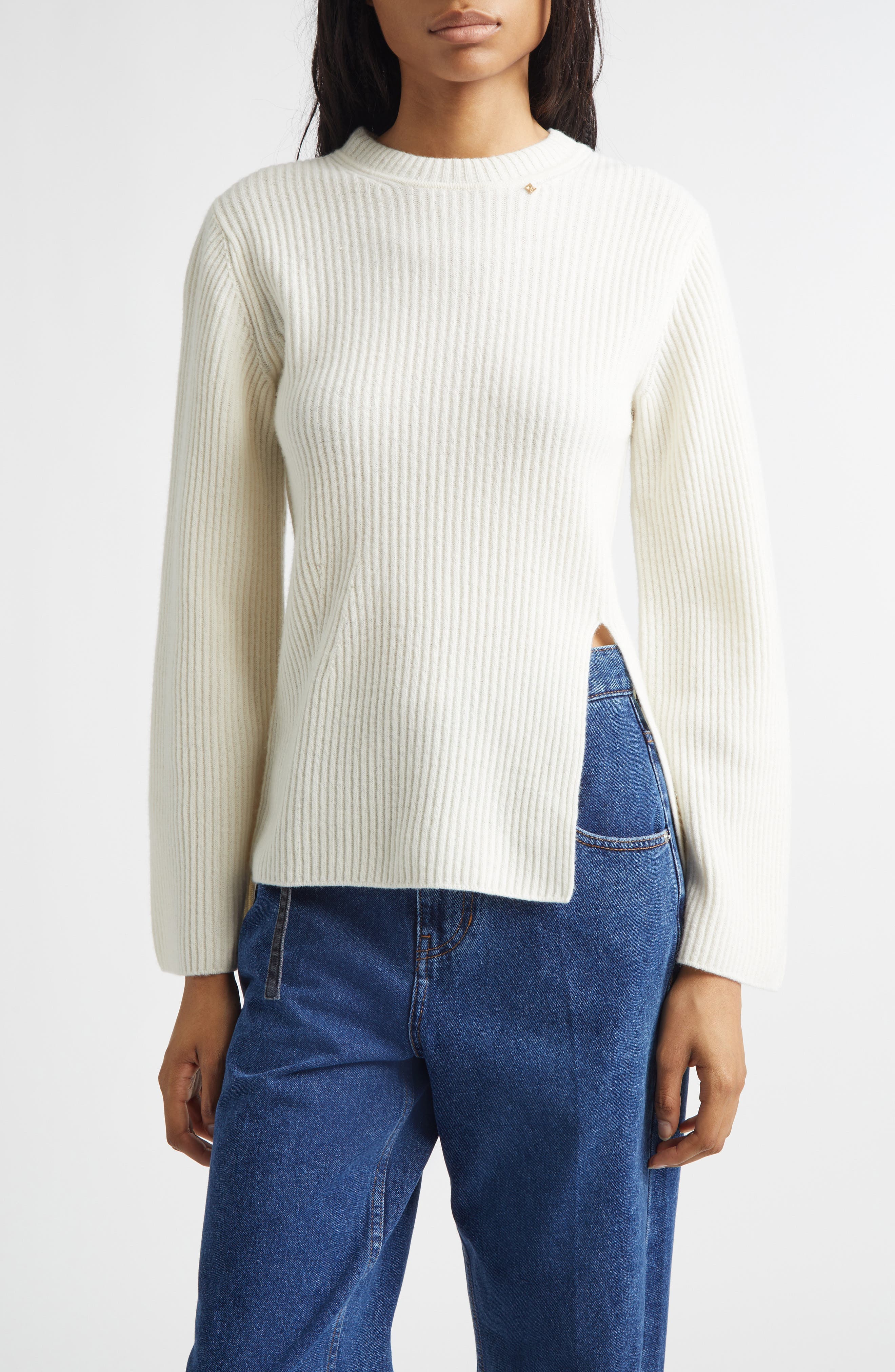 Relaxed Wool Rib Sweater - image 1