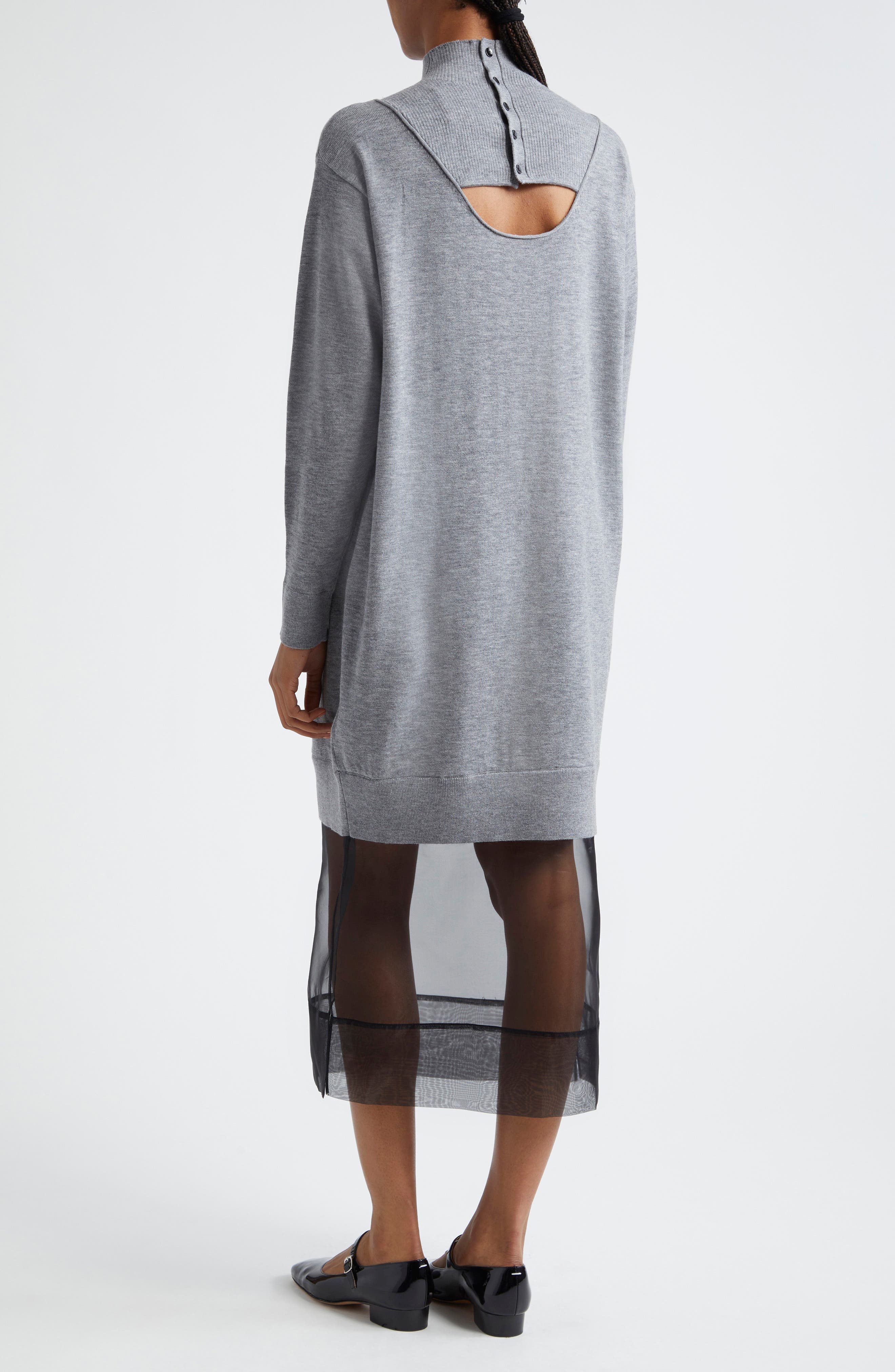 Lace Trim Wool Sweater Dress - image 2